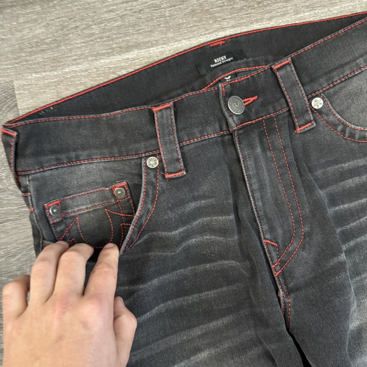 StraightFaded × True Religion × Vintage Crazy Vintage y2k True Religion faded black baggy jeans Size US 34 / EU 50 - 7 Thumbnail