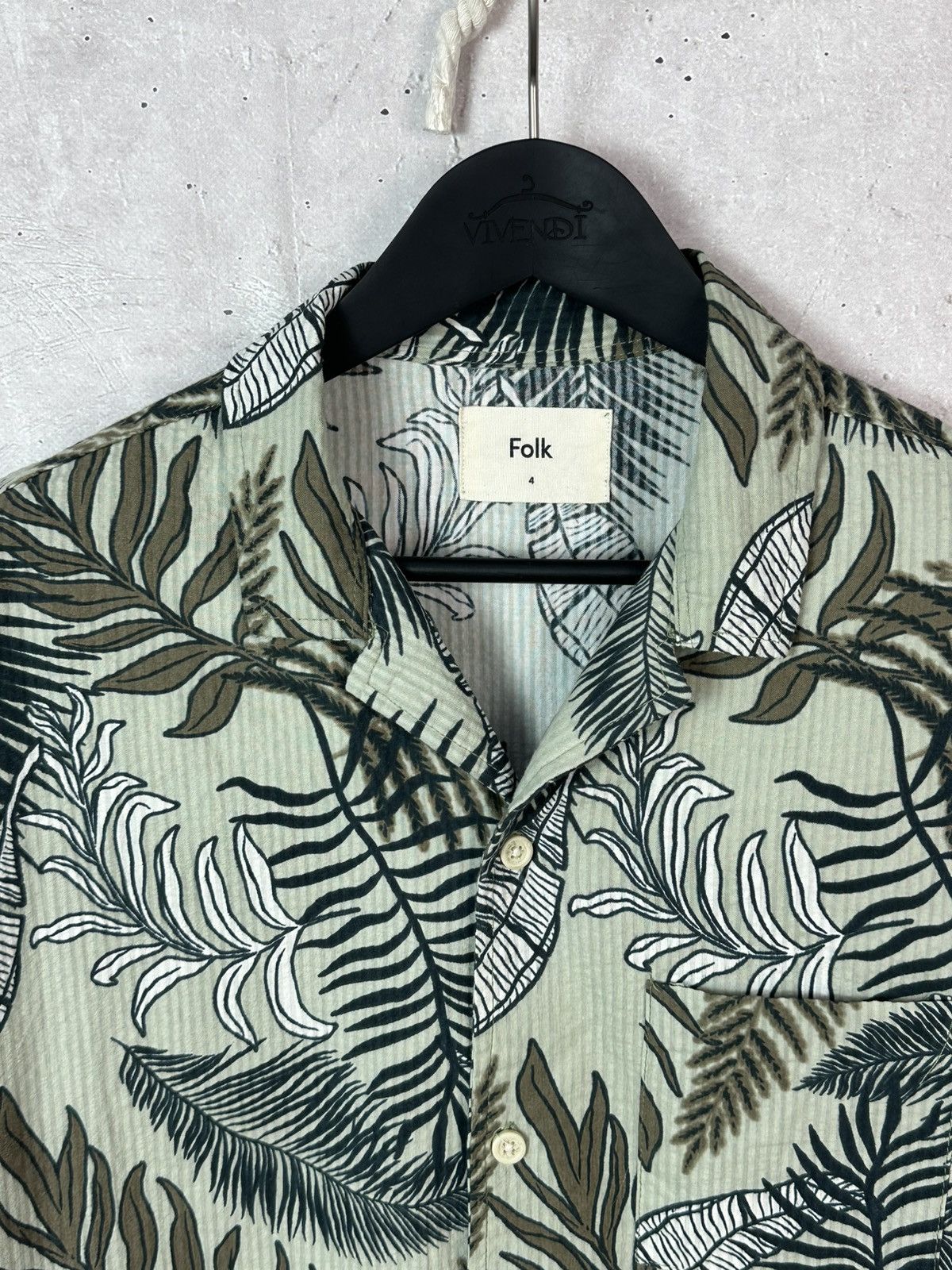 Folk Folk Tropical Leaves Green Cotton Short Sleeve Men’s Shirt Size US L / EU 52-54 / 3 - 4 Thumbnail