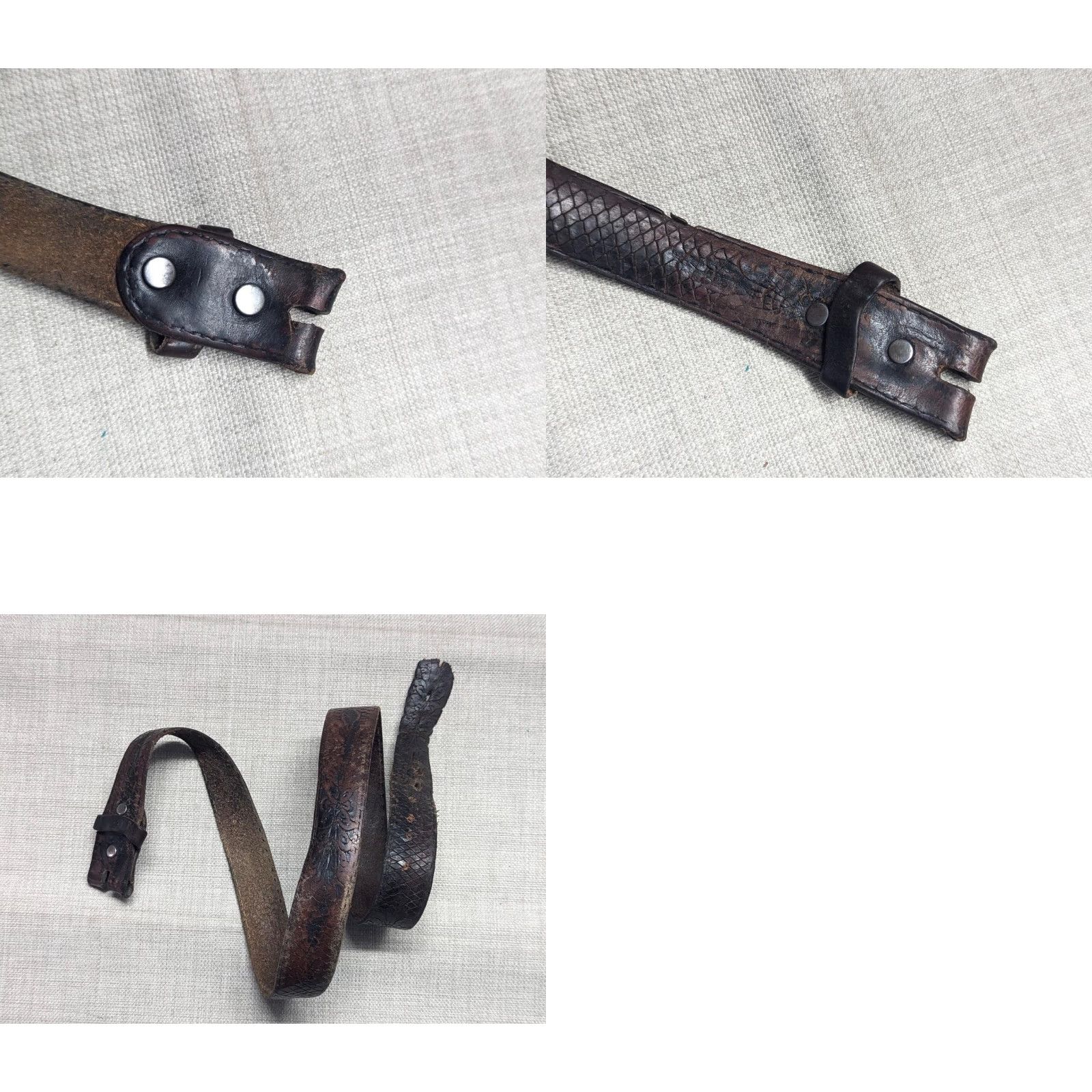 Vintage VINTAGE handcrafted leather western belt 34 Men Brown Patina Tooled 1950s rustic buckle belt 34 Mens Size 34 - 9 Thumbnail