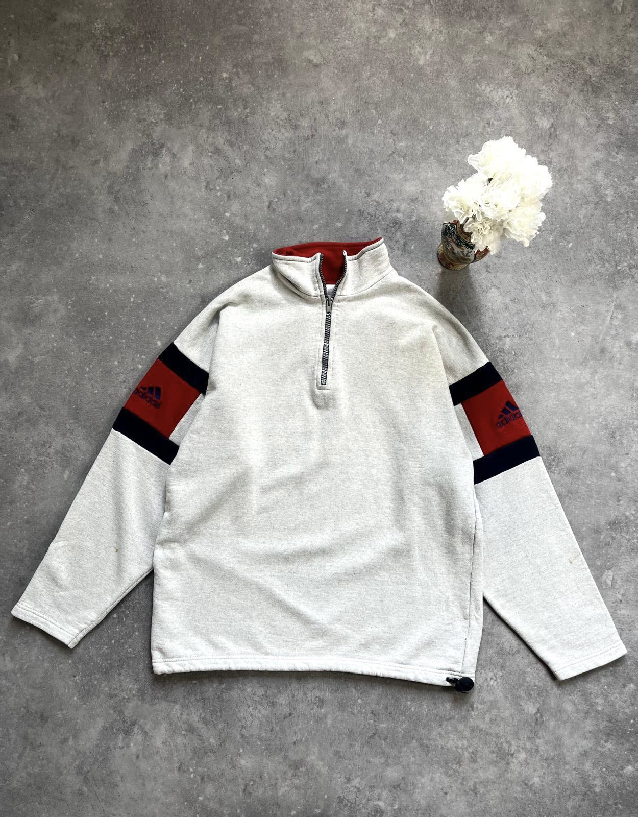 Adidas × Streetwear × Vintage 90s Adidas Half Zip Sweatshirt