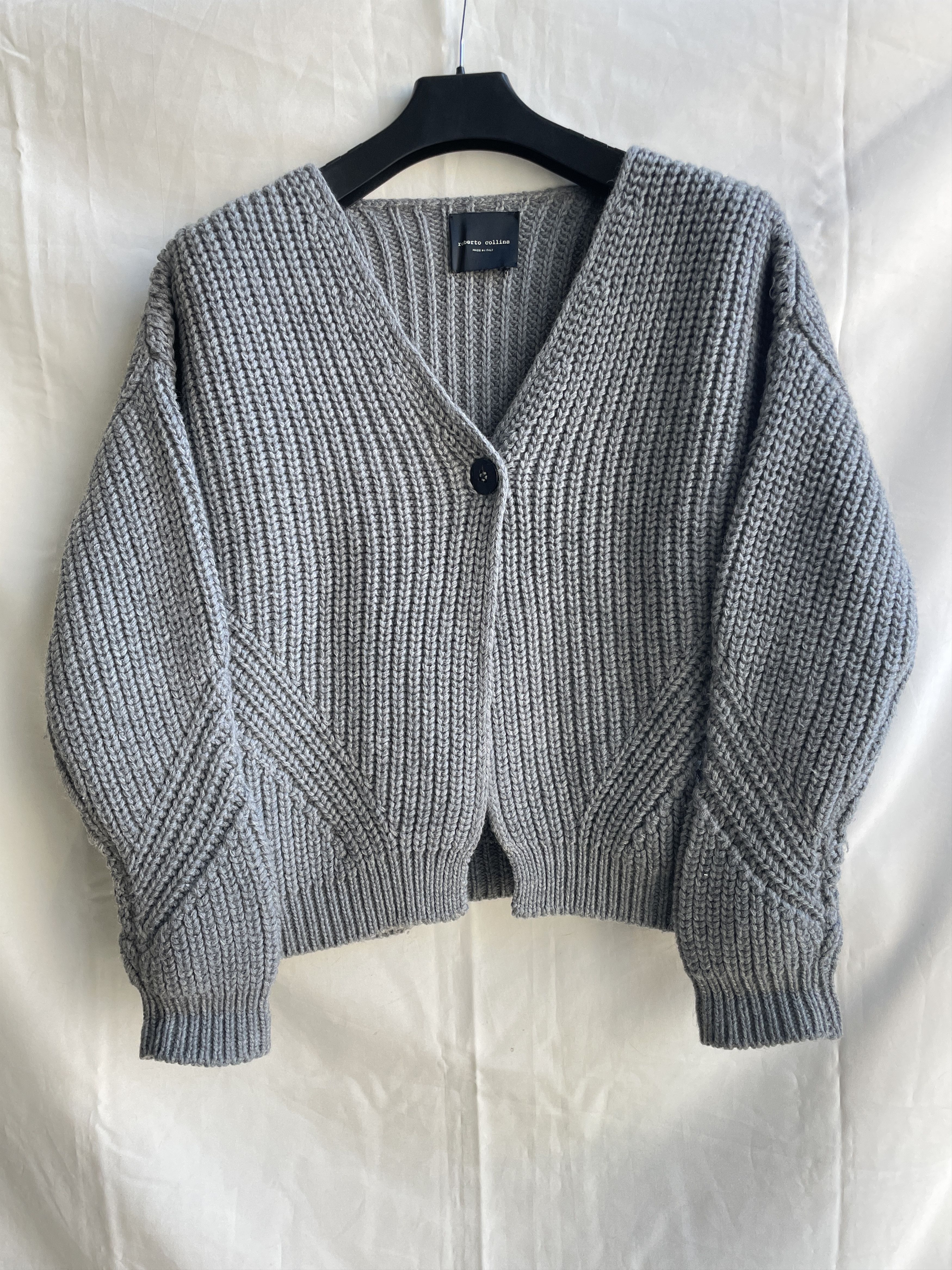 Roberto Collina Roberto Collina Womens Chunky Rib Knit Сropped Wool Cardigan Size L / US 10 / IT 46 - 1 Thumbnail