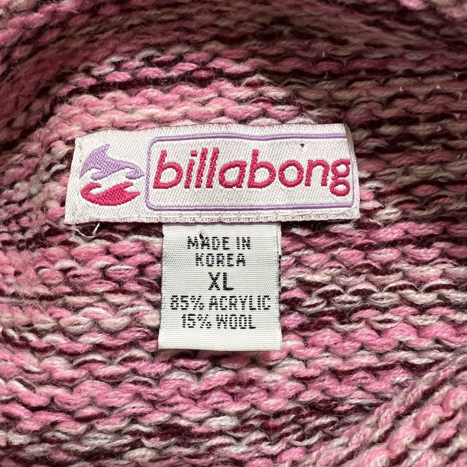 Billabong Vintage Billabong Wool Blend Mock Neck Pink Sweater Y2K Size XL / US 12-14 / IT 48-50 - 3 Thumbnail