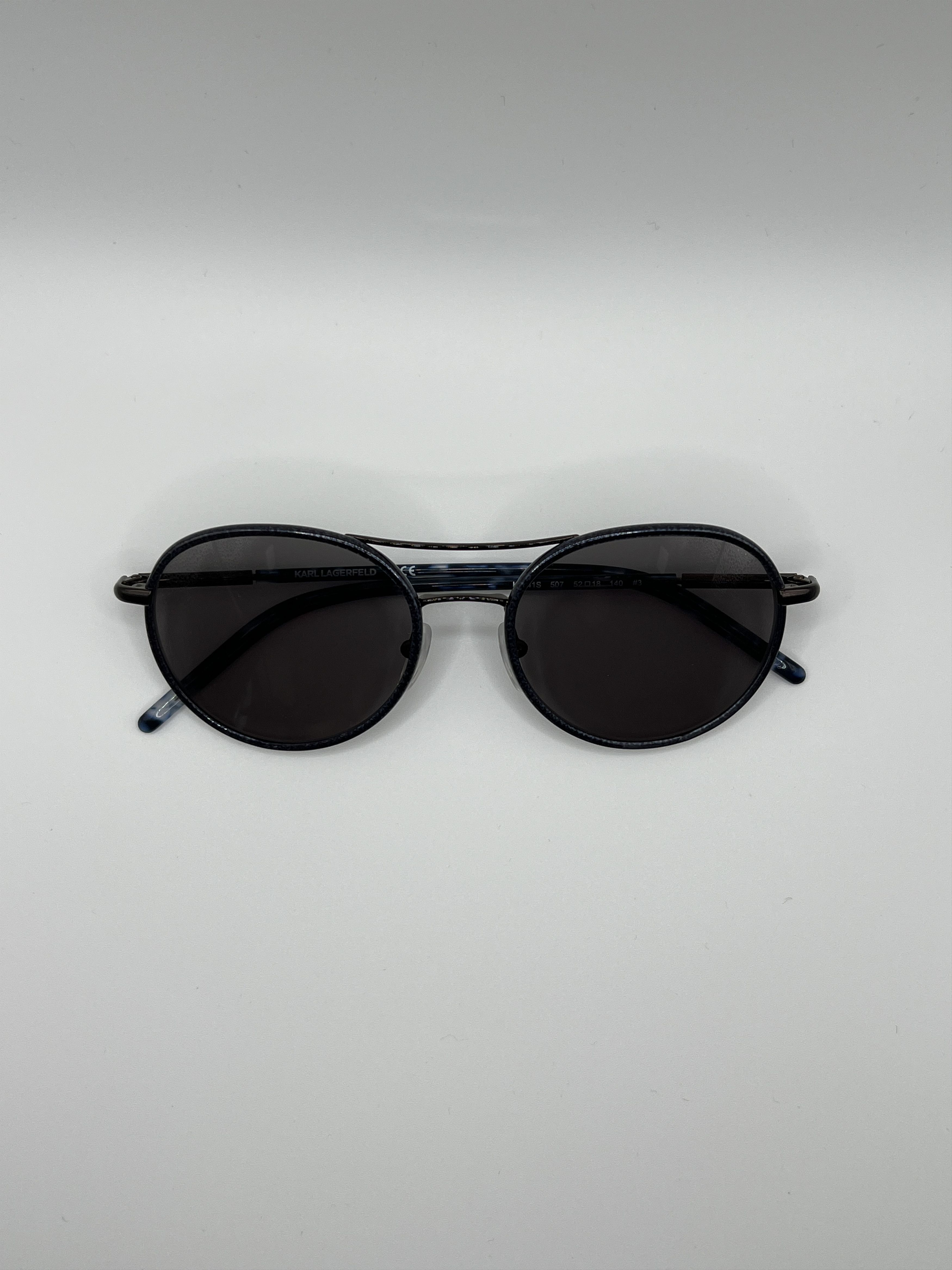 Karl Lagerfeld Karl Lagerfeld KL241S Round Unisex Sunglasses - Blue Marble Size ONE SIZE - 4 Thumbnail