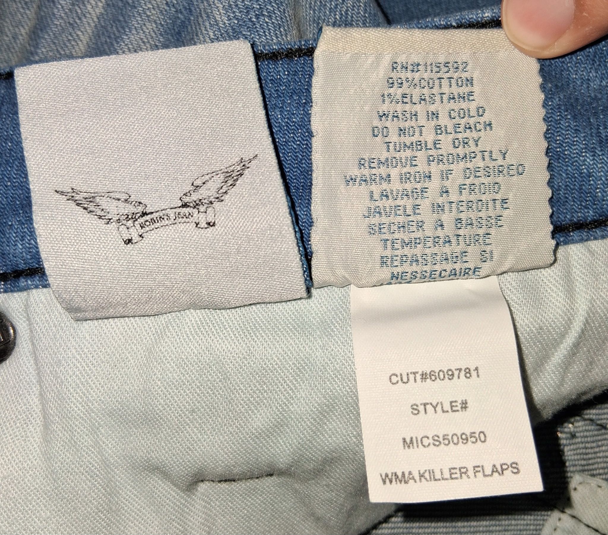 Robins Jeans Omaha Light Wash w/Clear & Sapphire Crystals Size US 36 / EU 52 - 8 Thumbnail