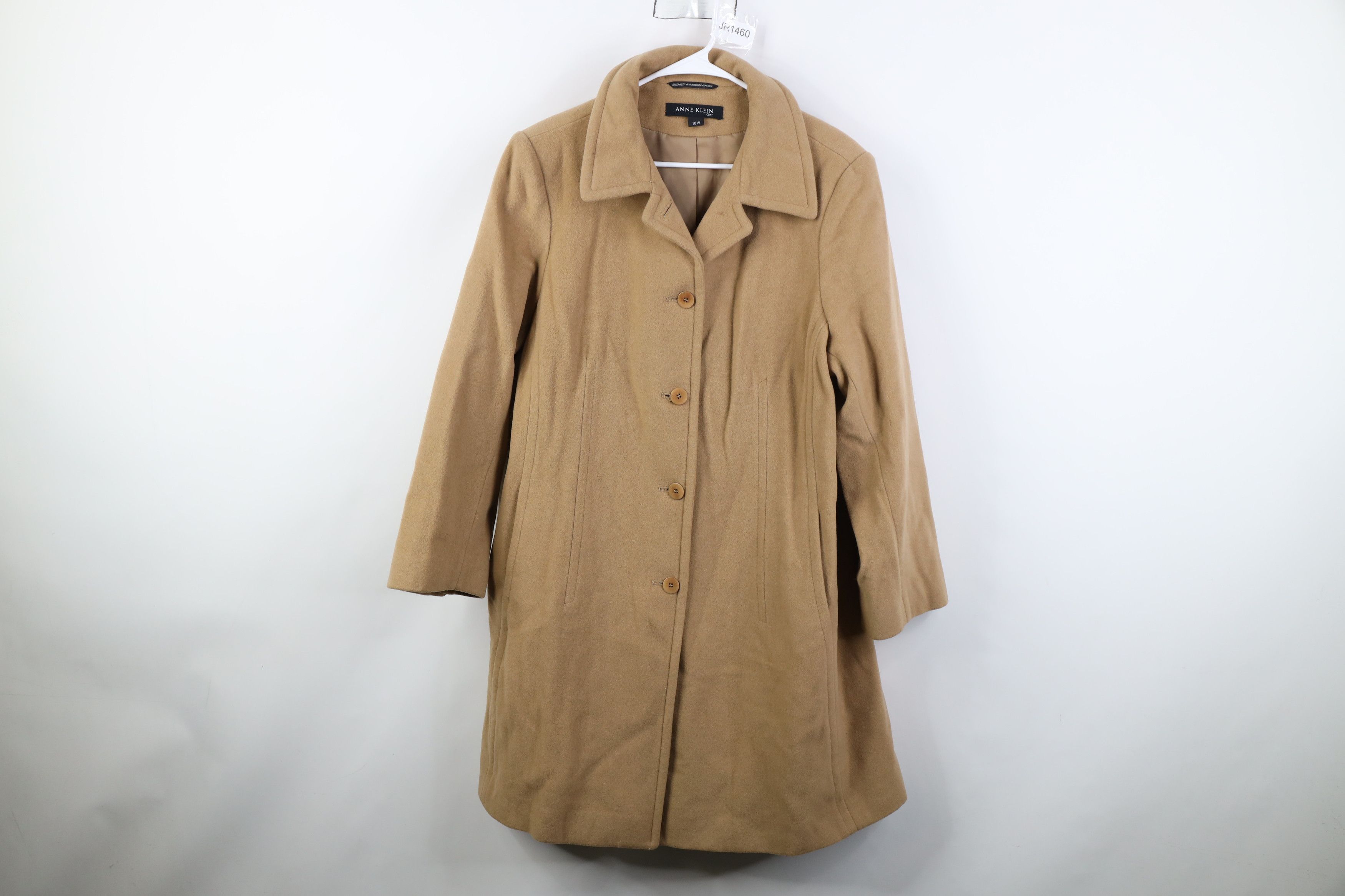 Vintage 90s Y2K Streetwear Overcoat Jacket Khaki Beige