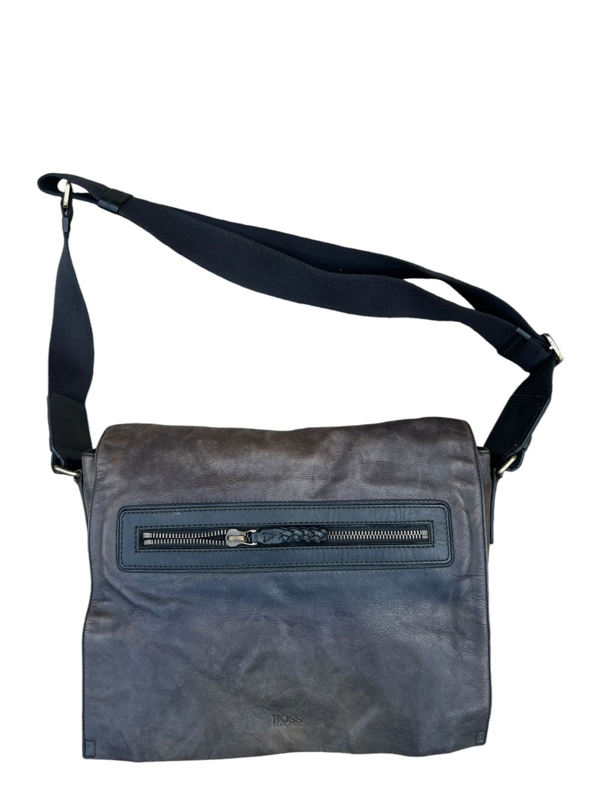 Hugo Boss × Leather Hugo Boss Fade Patina Leather Heavy Messenger Bag Size ONE SIZE - 6 Thumbnail