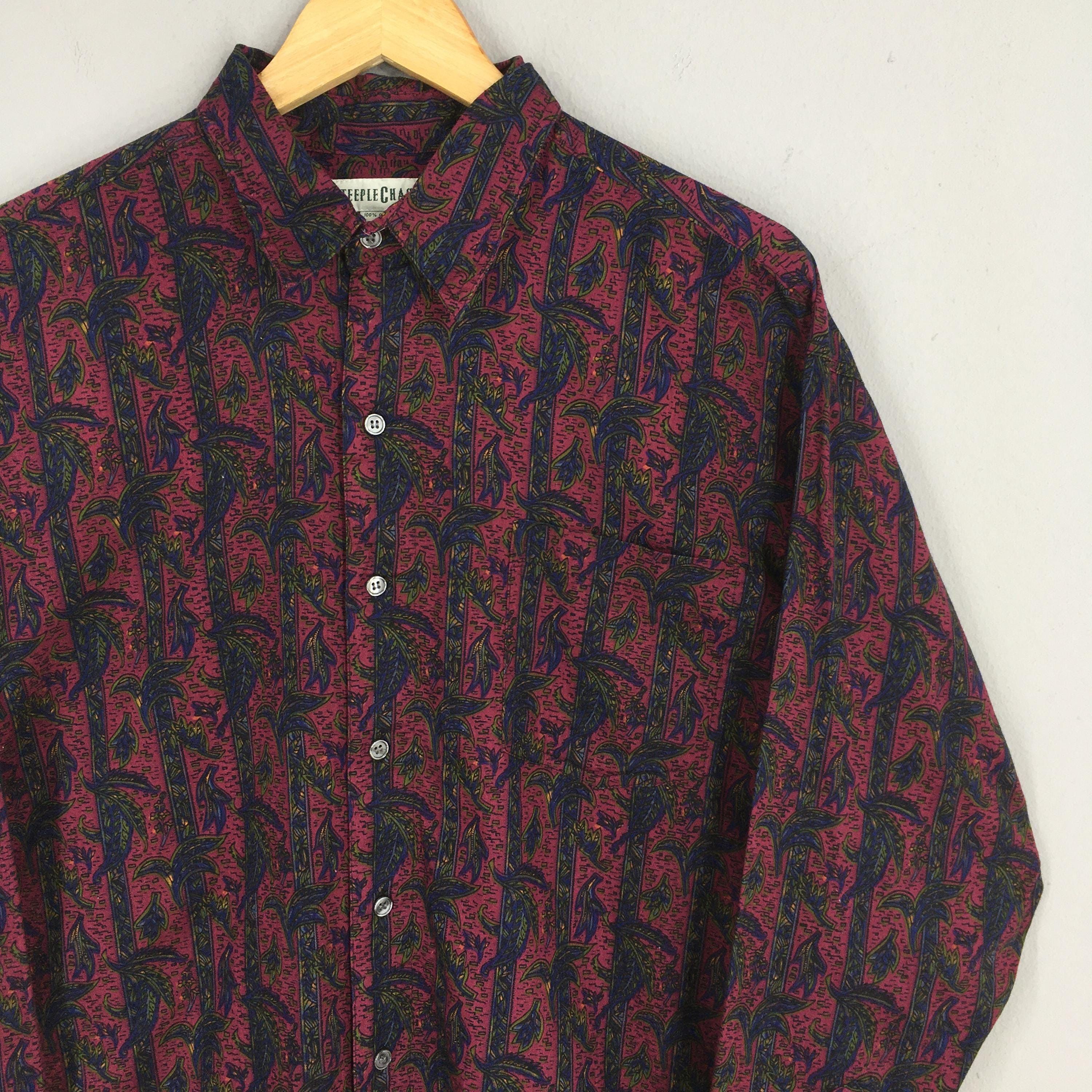 Flannel × Vintage Vintage Abstract Red Floral Casual Flannel Shirt Large Size US L / EU 52-54 / 3 - 2 Thumbnail