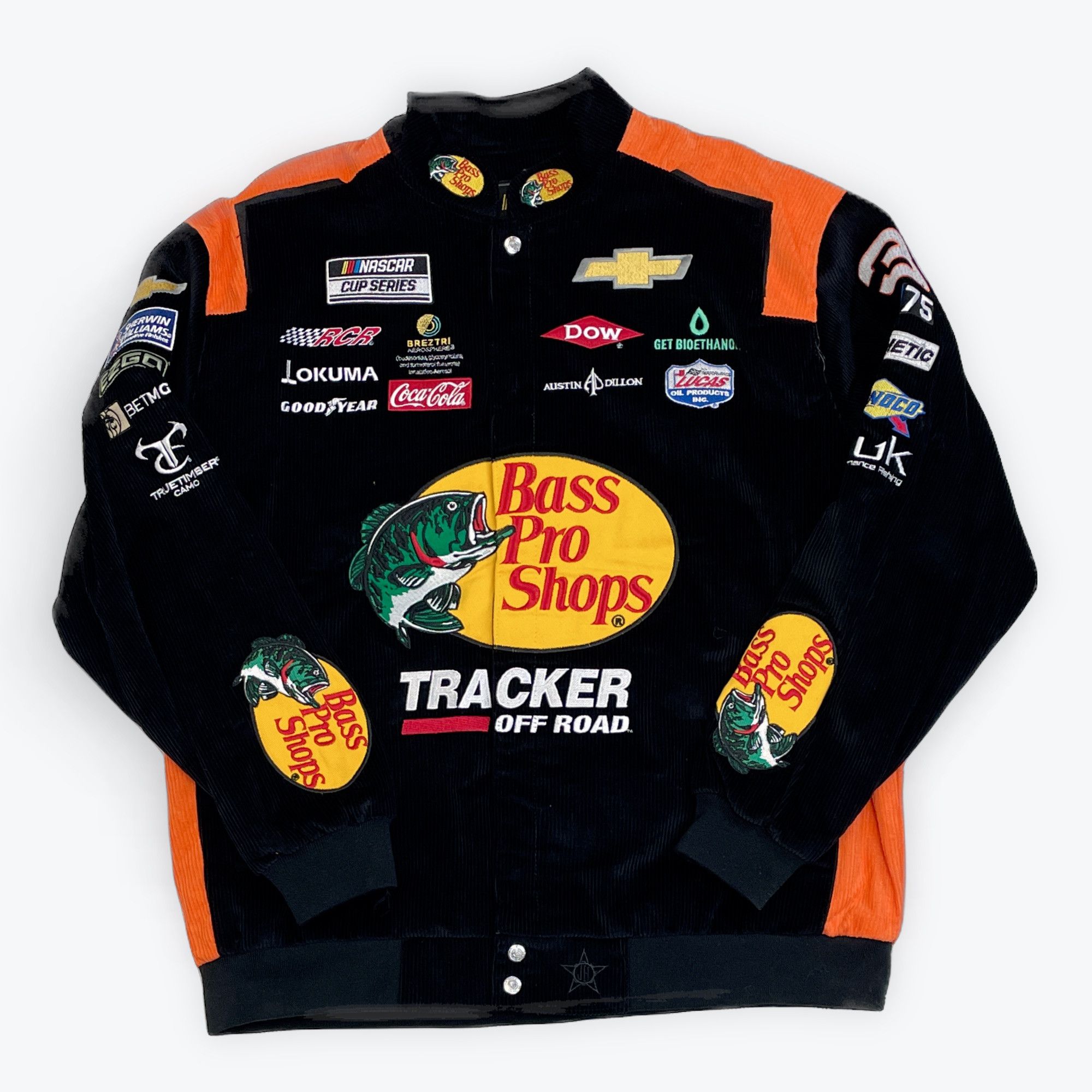 image of 2Xl - Bass Pro Shops Corduroy Nascar Racing Jacket in Orange, Men's