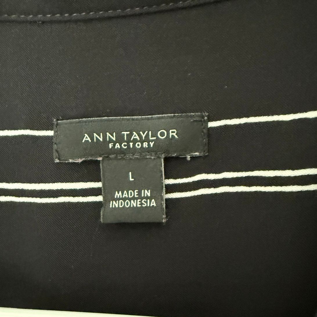 Ann Taylor Ann Taylor Factory Black & White Striped Blouse - Size L Size L / US 10 / IT 46 - 3 Thumbnail