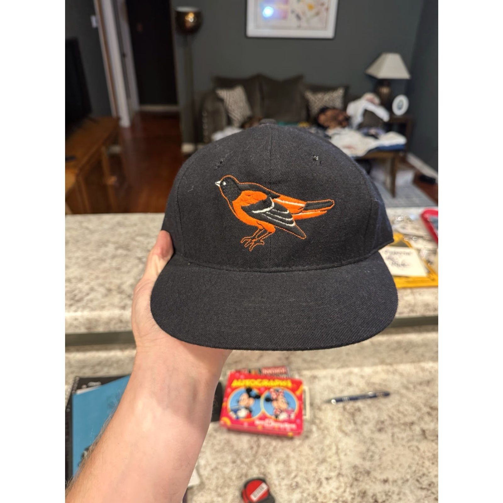 New Era VINTAGE New Era Baltimore Orioles Wool Fitted Hat Cap 7 1/4 MLB USA Black 80s Baseball Cap Mens Size ONE SIZE - 2 Thumbnail