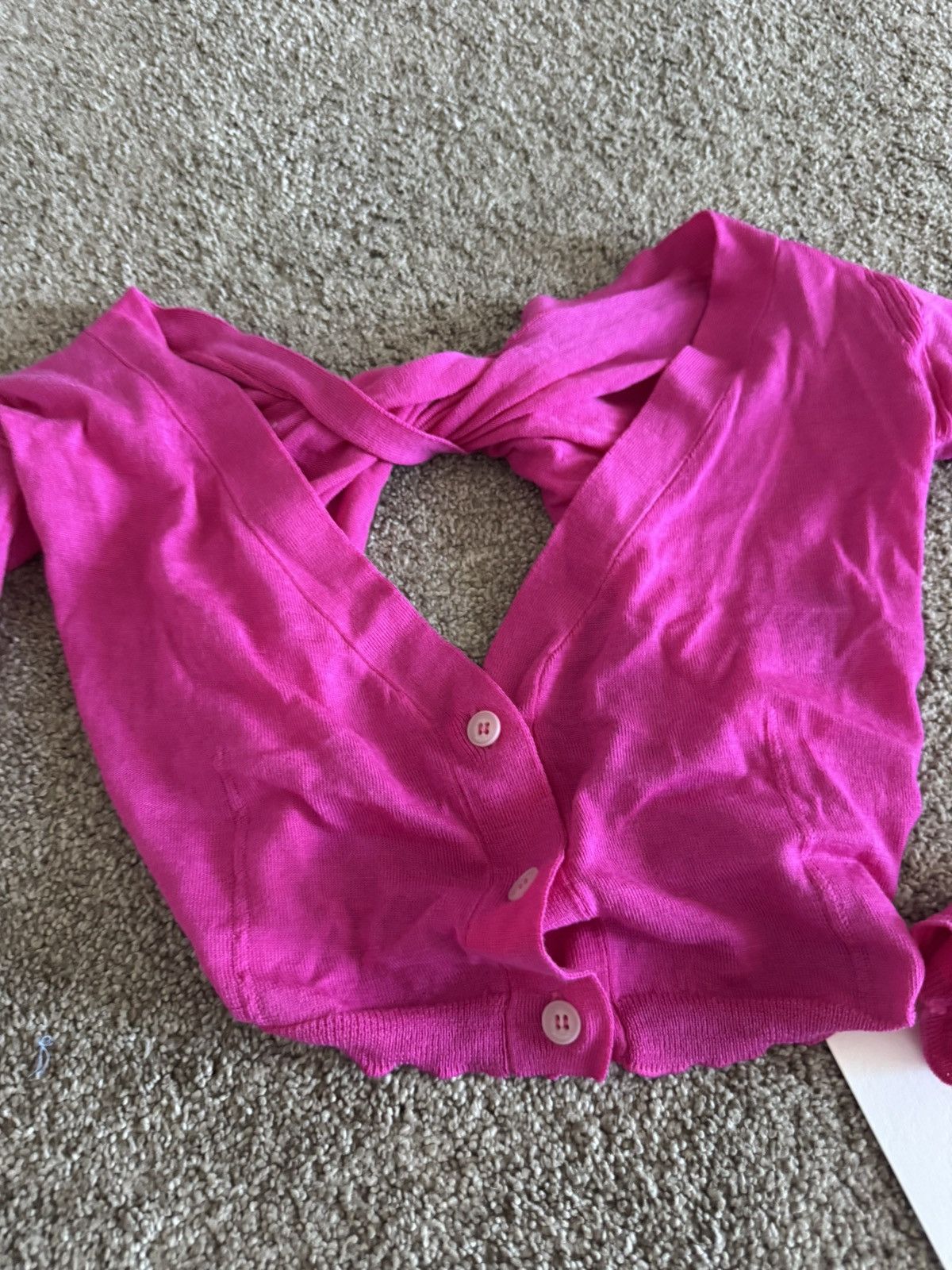 Jacquemus Jacquemus Cropped Long Sleeved Wool Cardigan Top Bright Pink Size XS / US 0-2 / IT 36-38 - 6 Thumbnail