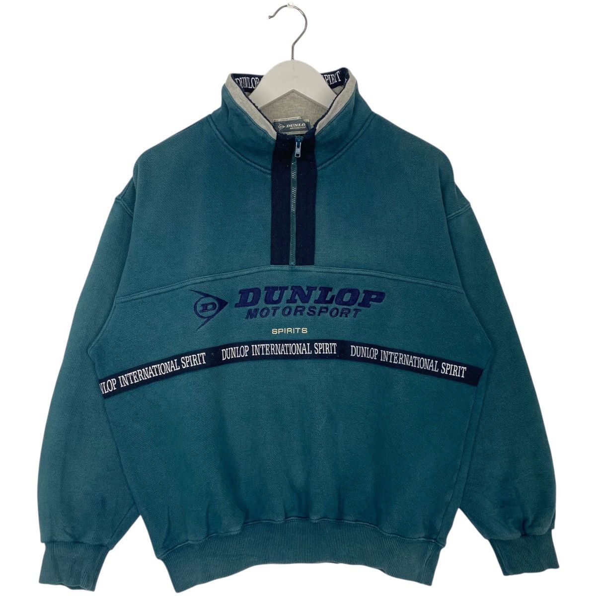 Vintage Vintage Dunlop Motorsport Quater Zip Sweatshirt Logo Green Size US M / EU 48-50 / 2 - 1 Thumbnail