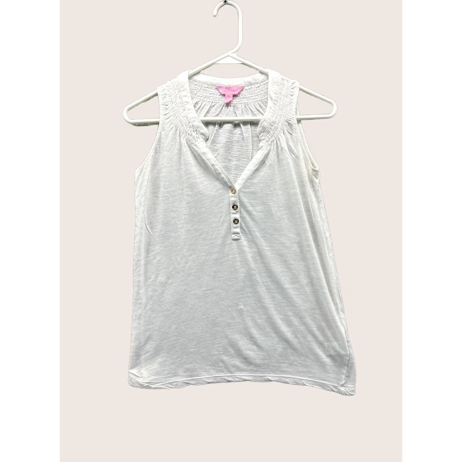 Lilly Pulitzer Lilly Pulitzer Tank Top Womens XXS White Henley Sleeveless Jersey Lightweight Size XXS / US 00 / IT 34 - 1 Thumbnail
