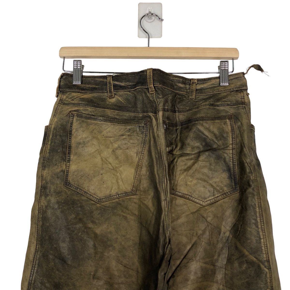 Genuine Leather 🔥Rare Distressed Design Genuine Leather Pants Japan Size US 28 / EU 44 - 8 Thumbnail