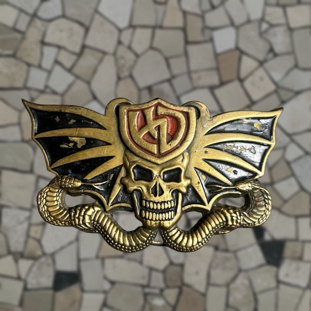 VINTAGE Harley Davidson Winged Skull Cobra Snake Baron Brass Buckle