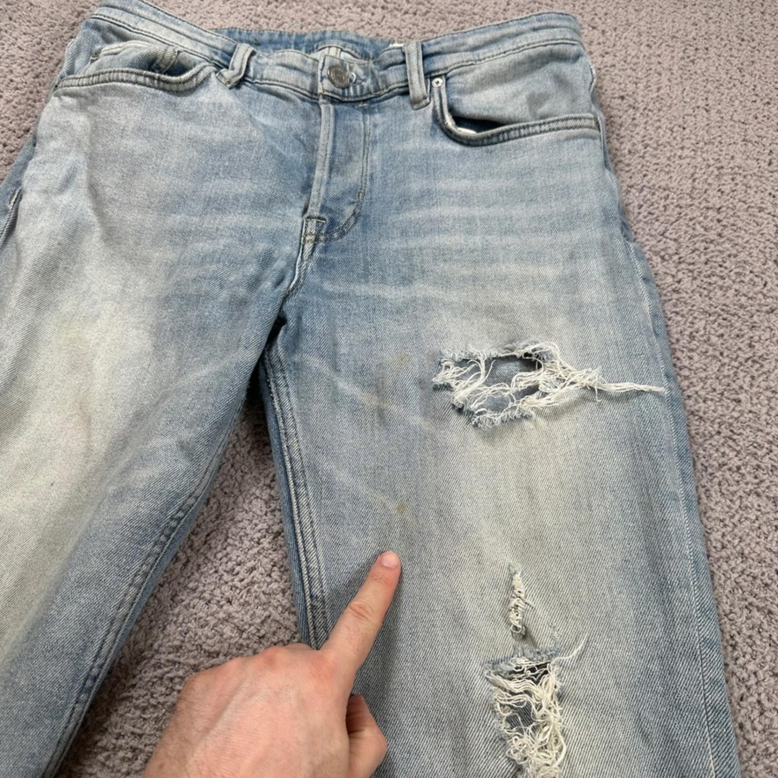 Allsaints ALLSAINTS Jack Mens Jeans 32 Light Wash Distressed Skinny Size US 32 / EU 48 - 8 Thumbnail
