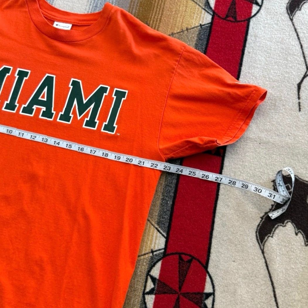 Champion VINTAGE Champion Miami Hurricanes Spell Out T-Shirt XL Orange Mens 90s College Sports Short Sleeve Size US XL / EU 56 / 4 - 5 Thumbnail