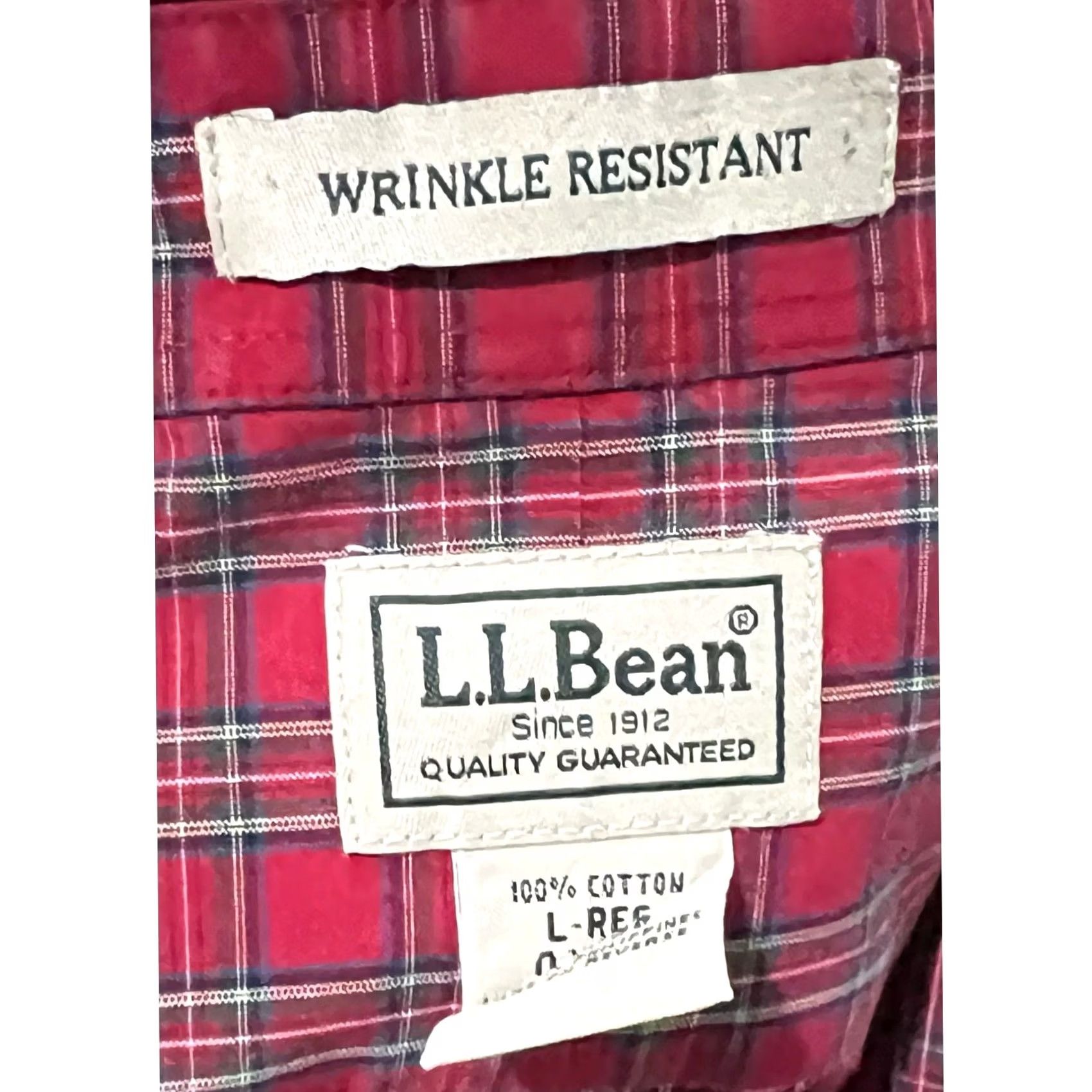 Vintage L.L.Bean Shirt Button Up Mens L Reg Red Plaid Long Sleeve Wrinkle Resistant Size US L / EU 52-54 / 3 - 5 Thumbnail