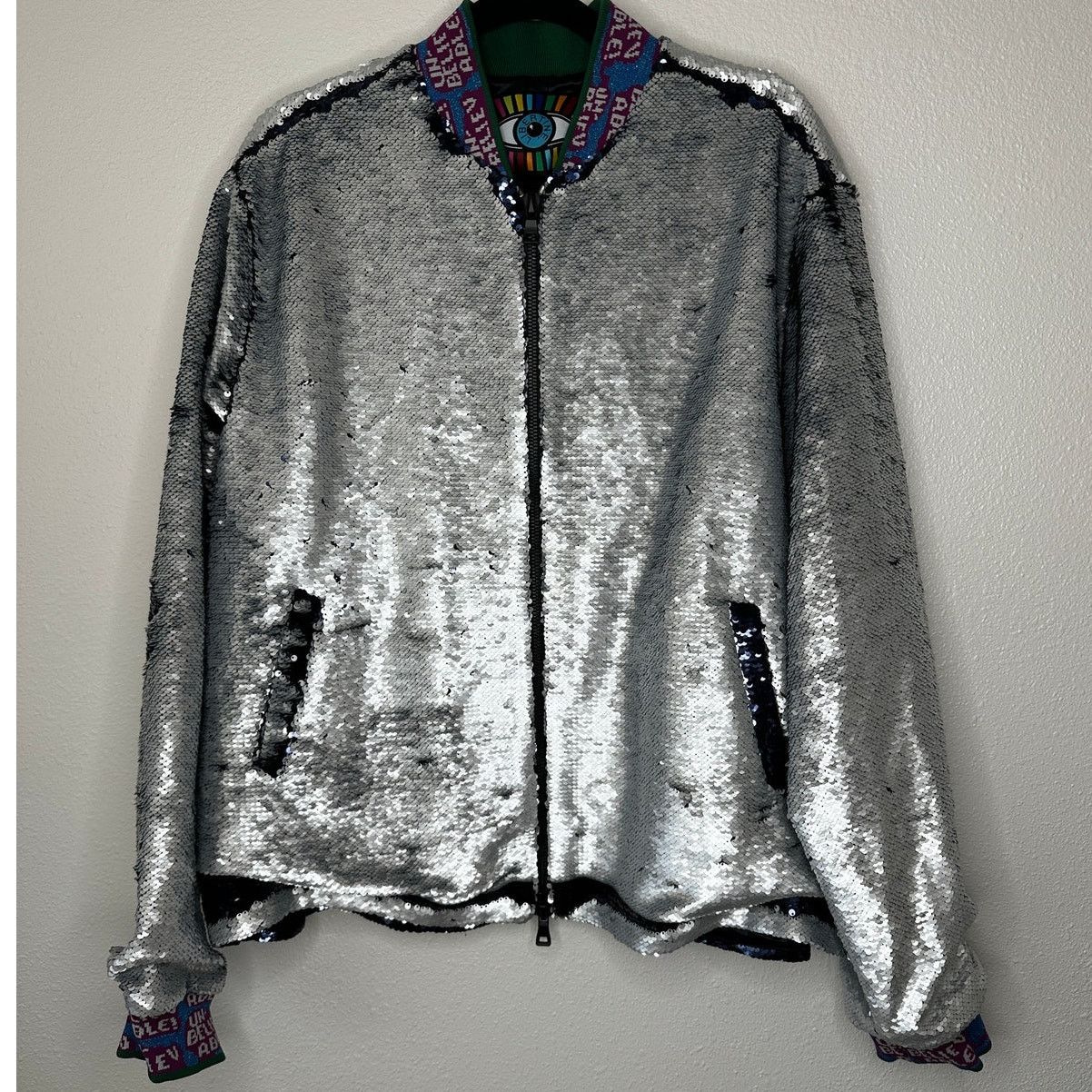 Libertine Libertine Silver Black Sequin Long Sleeve Bomber Jacket XL Size XL / US 12-14 / IT 48-50 - 2 Thumbnail