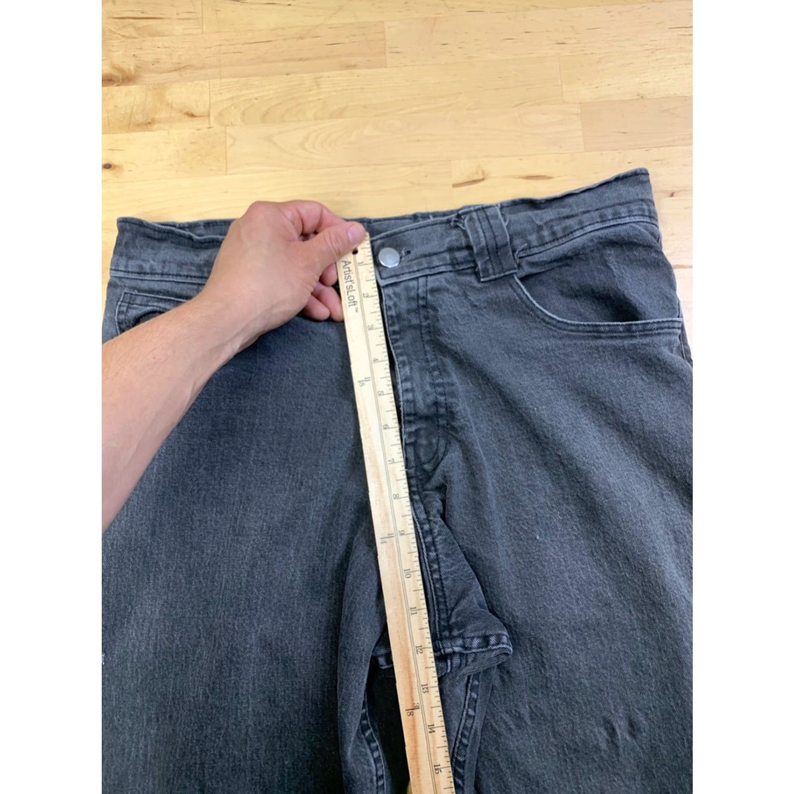 Denime 77 Denim Jeans Men M Black Faded Skate Baggy Loose Grunge 12857 Size US 31 - 7 Thumbnail