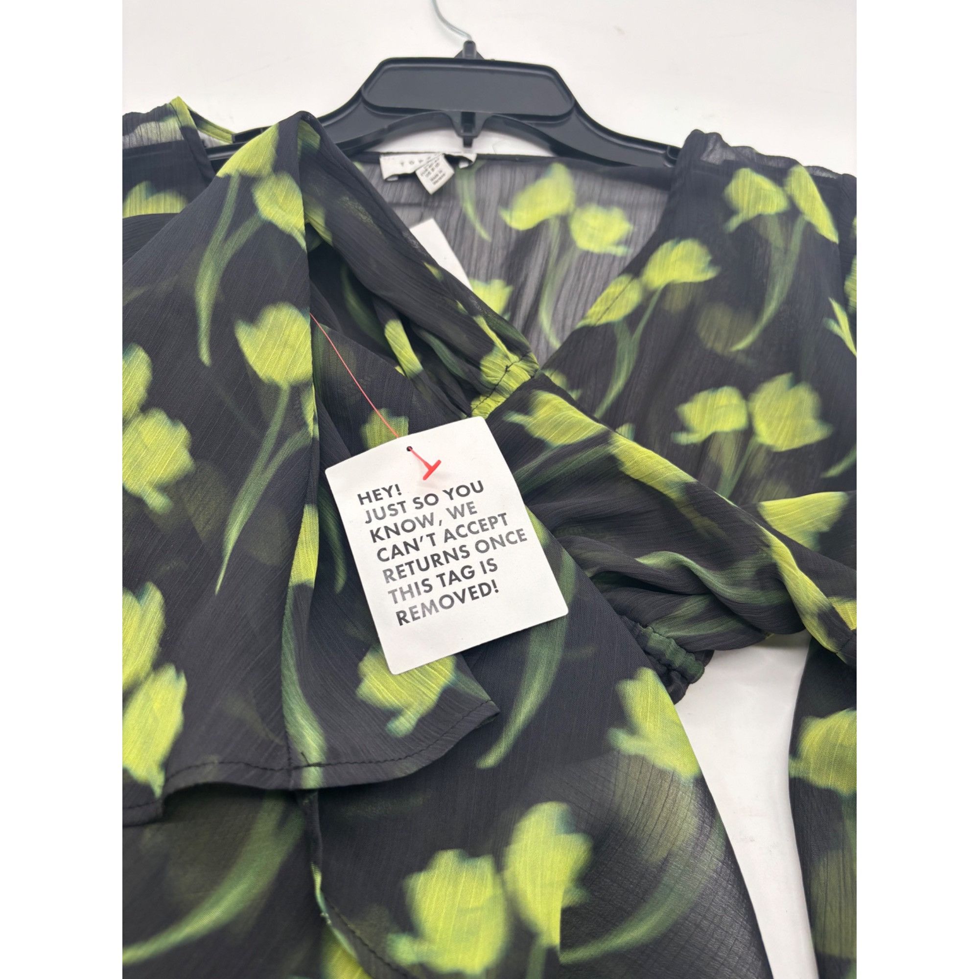 Topshop Topshop Floral Ruched Long Sleeve Dress In Medium Green, Sz. Size M / US 6-8 / IT 42-44 - 7 Thumbnail