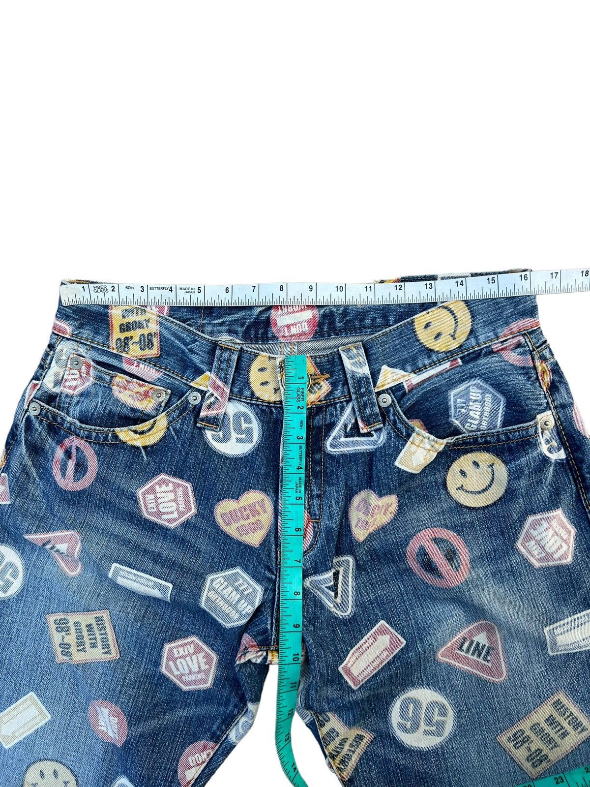 Designer Co & Lu Multiple Sign Print Smile Logo Denim Jeans Size US 30 / EU 46 - 3 Thumbnail