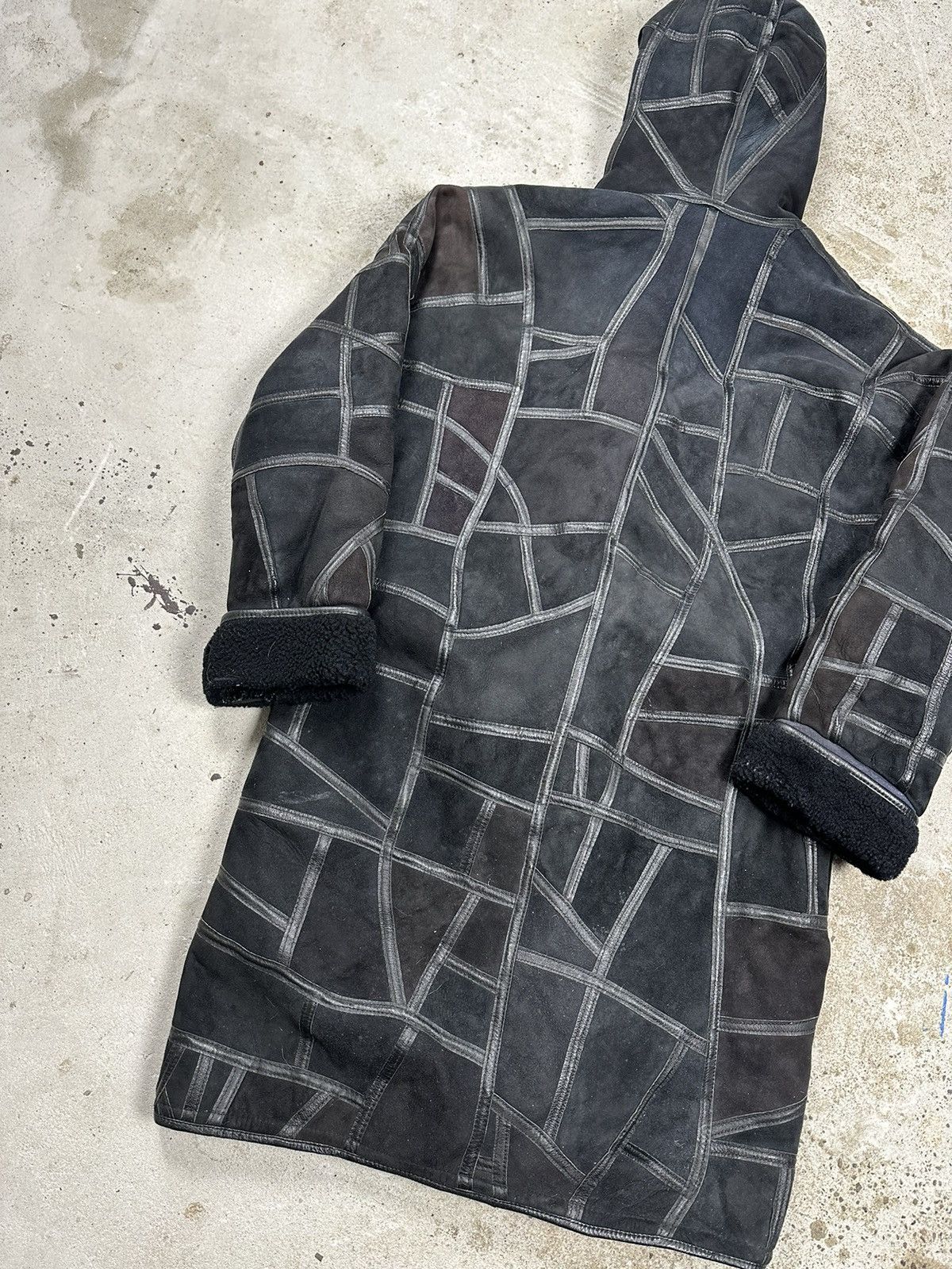 Leather × Vintage ‼️ Vintage 90s Black Leather Patchwork Coat Jacket Hooded Size US L / EU 52-54 / 3 - 15 Thumbnail