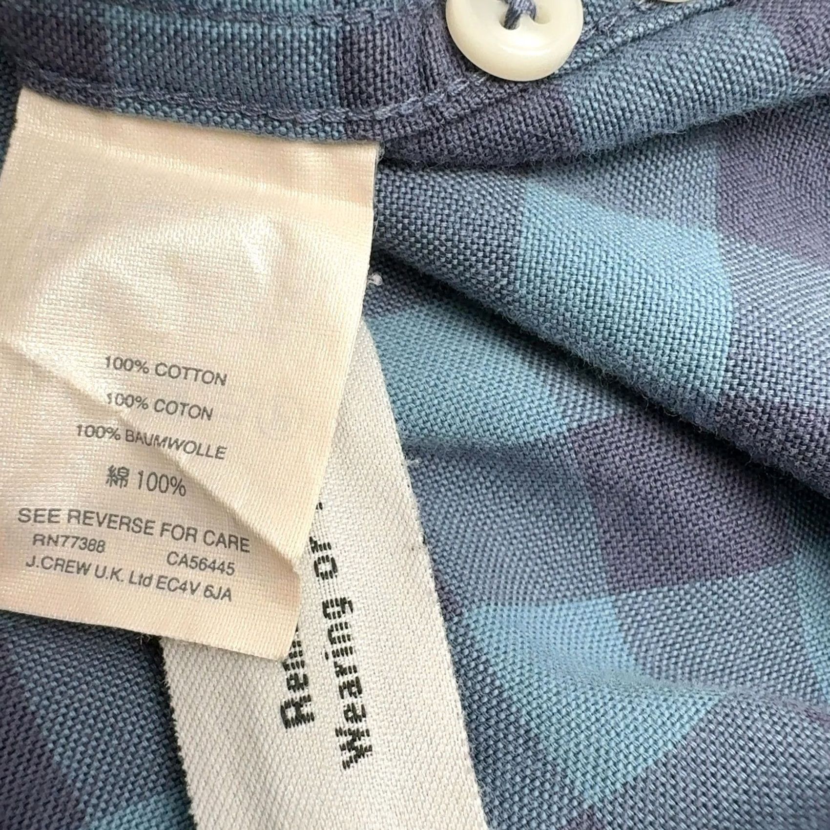 J.Crew J.CREW Button-Up Mens L Blue Cotton Gingham Check Slim Fit Oxford Casual Style Size US L / EU 52-54 / 3 - 6 Thumbnail