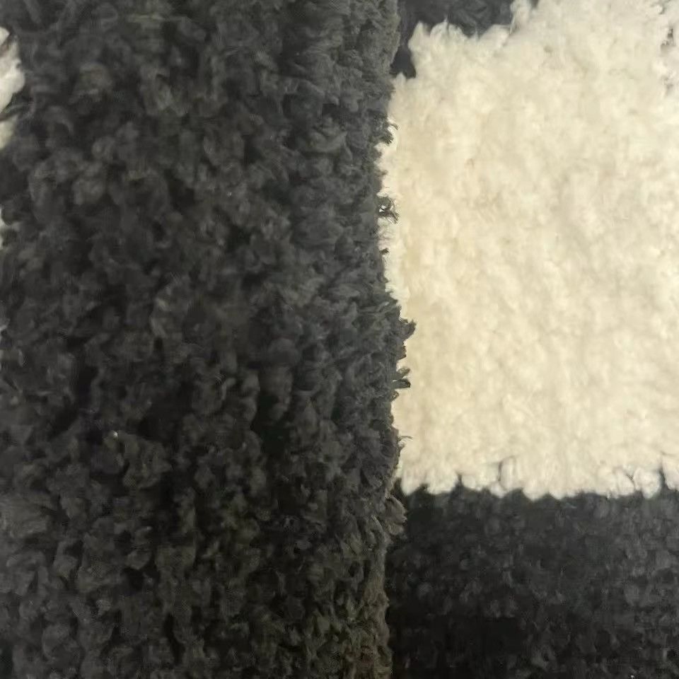 Vintage High Quality Black White Ghost Teeth Tufted Rug Size ONE SIZE - 5 Thumbnail