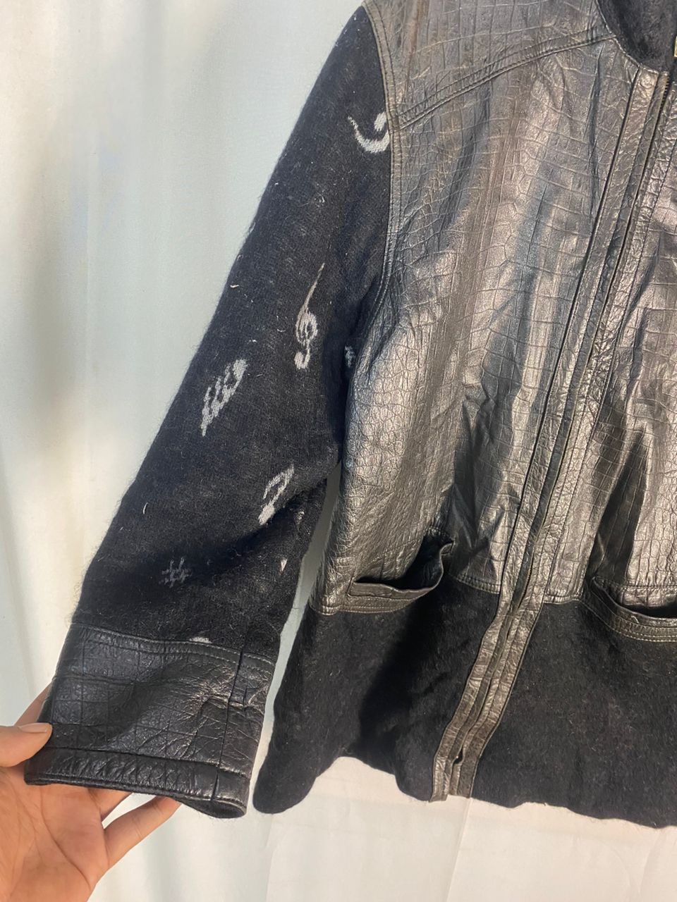 Designer × Torras Unisex🔥Torras wool/leather printed zipper jacket Size US M / EU 48-50 / 2 - 4 Thumbnail