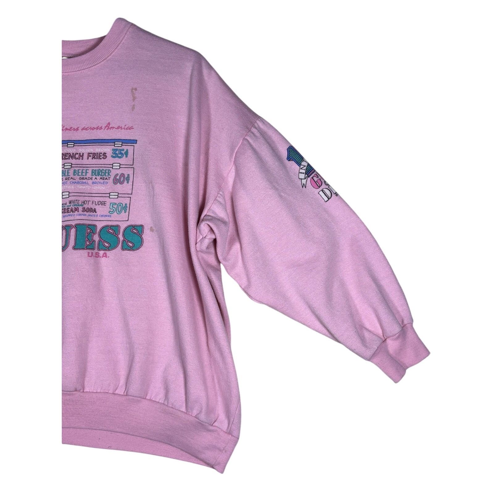 Guess Vintage Guess Diner Grill Pink Crewneck Sweatshirt USA Made Size L / US 10 / IT 46 - 12 Thumbnail