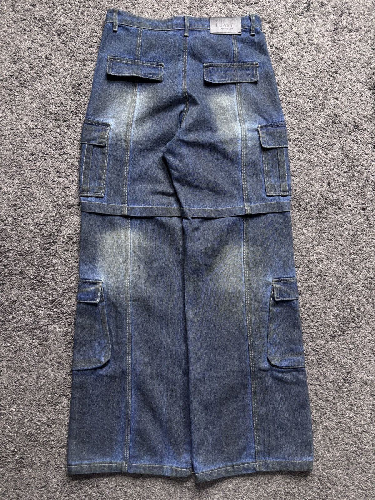 Vintage Vintage wide leg rare night blue baggy flared cargo jeans Size US 33 - 10 Thumbnail