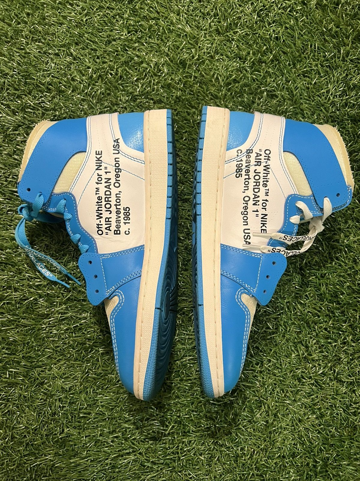 Off-White Off White Nike Jordan 1 UNC High Sneaker Blue Shoes Size US 11.5 / EU 44-45 - 3 Thumbnail