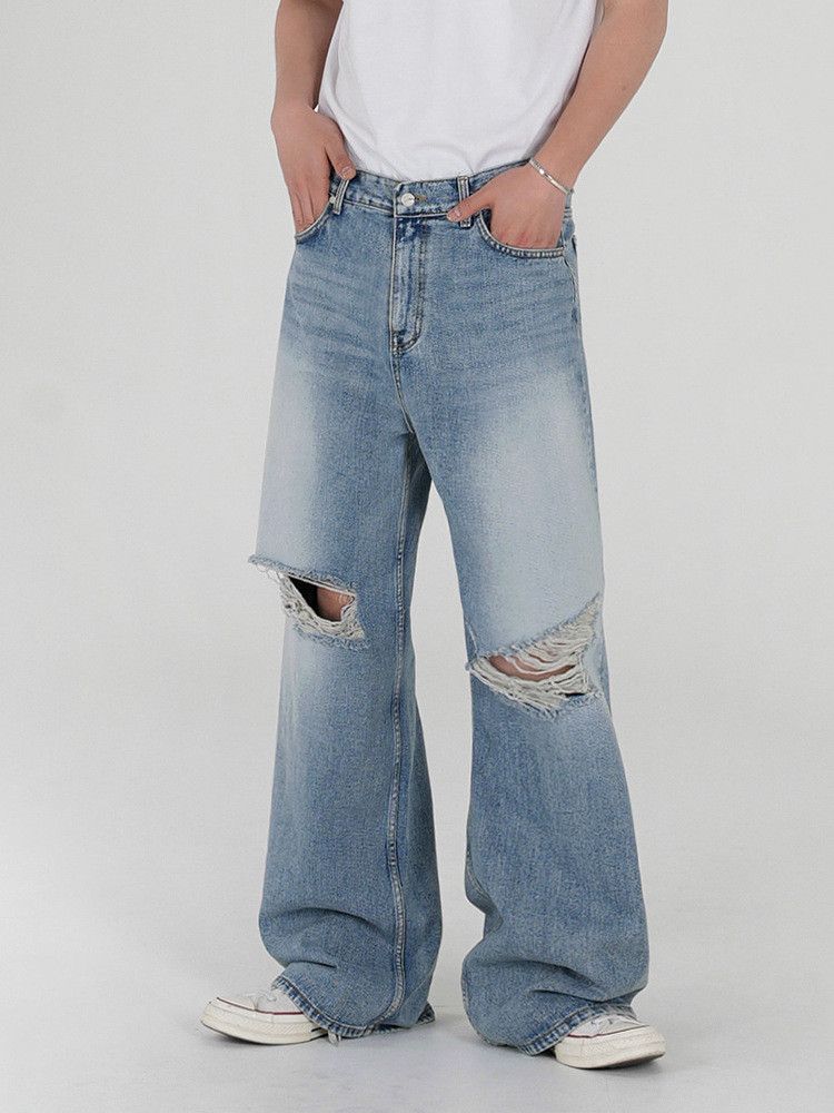 Japanese Brand × Jean Retro loose straight leg casual ripped jeans Size US 32 / EU 48 - 4 Thumbnail