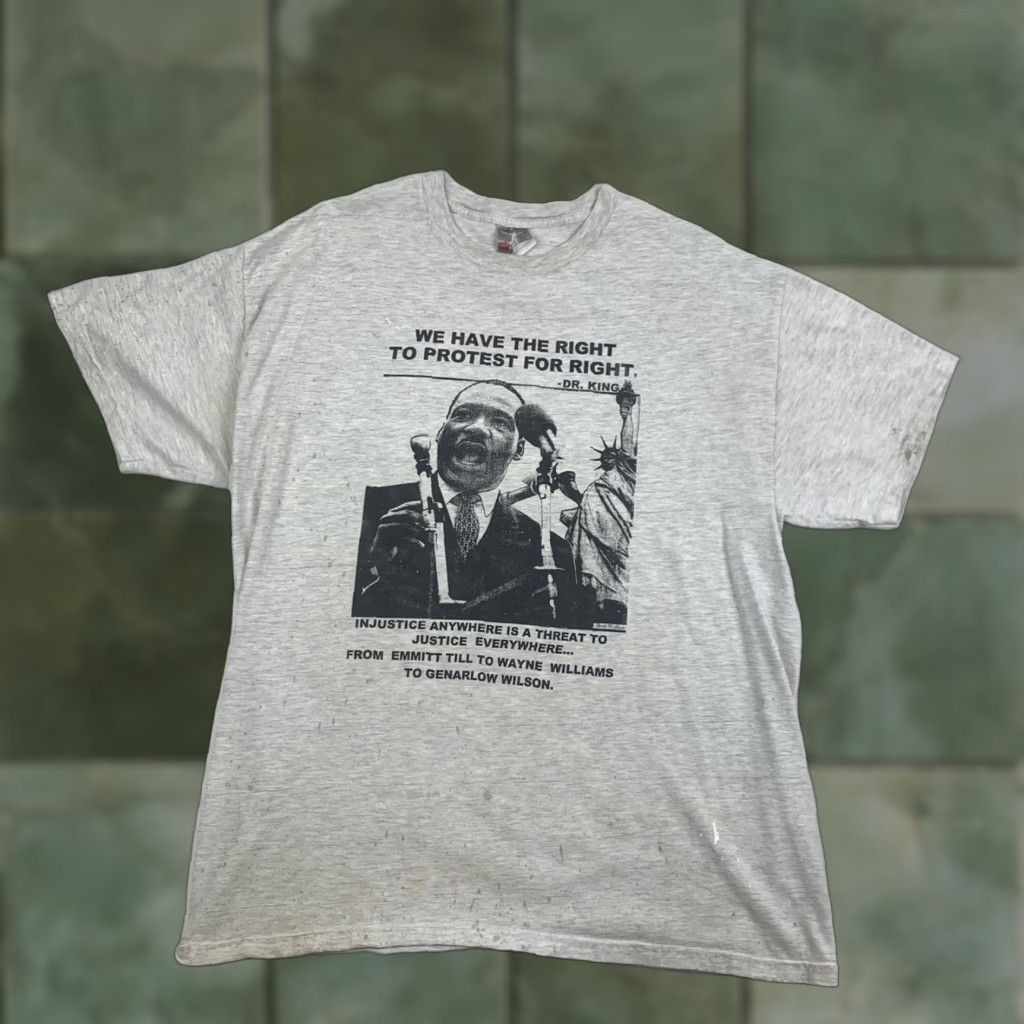 Hanes VINTAGE Martin Luther King Jr T Shirt Adult Large Gray Y2K Thrashed Distressed Size US L / EU 52-54 / 3 - 1 Thumbnail