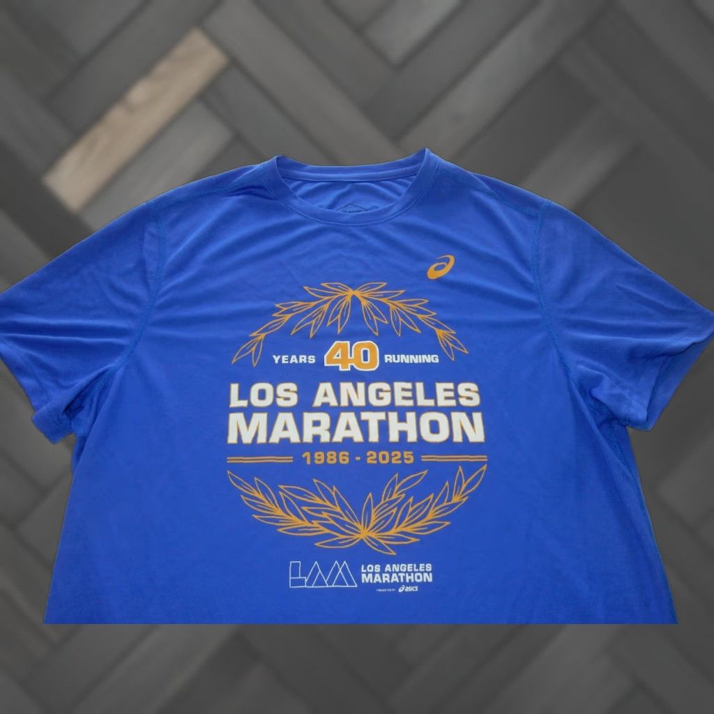 Asics ASICS Men’s T Shirt XL Los Angeles Marathon Blue Graphic Print Short Sleeve Activewear Mens XL Shirt Size US XL / EU 56 / 4 - 1 Thumbnail