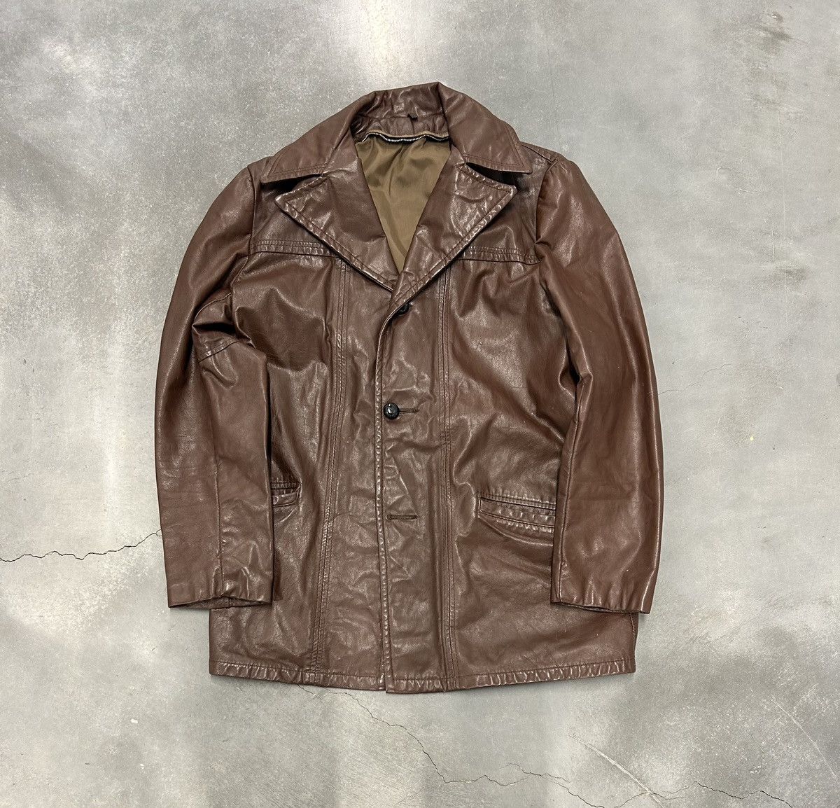 Vintage Vintage Brown Leather Jacket Size US L / EU 52-54 / 3 - 1 Thumbnail