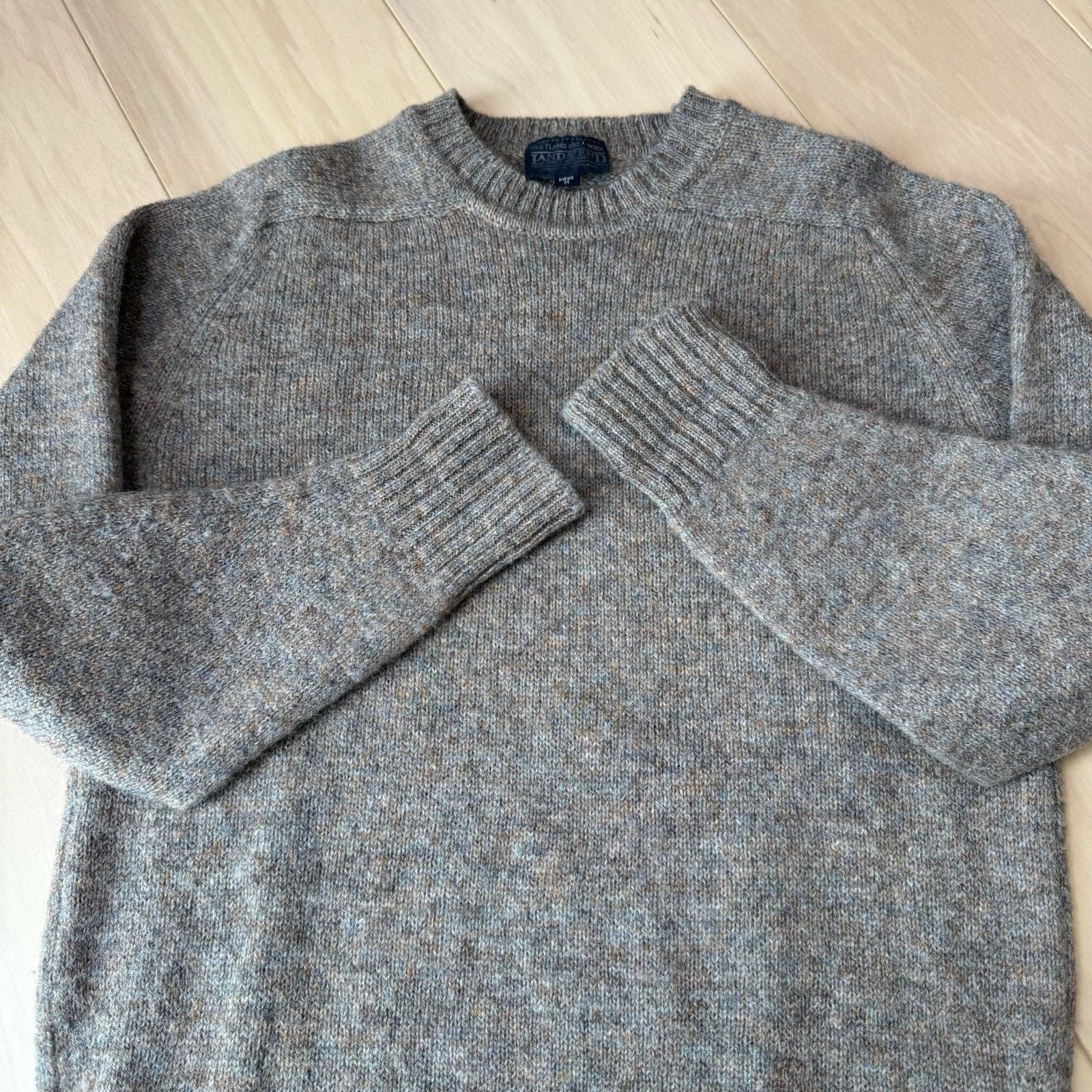 Lands' End Vintage Lands Row Cable Knit Wool Sweater M Brown Shetland Size US M / EU 48-50 / 2 - 5 Thumbnail