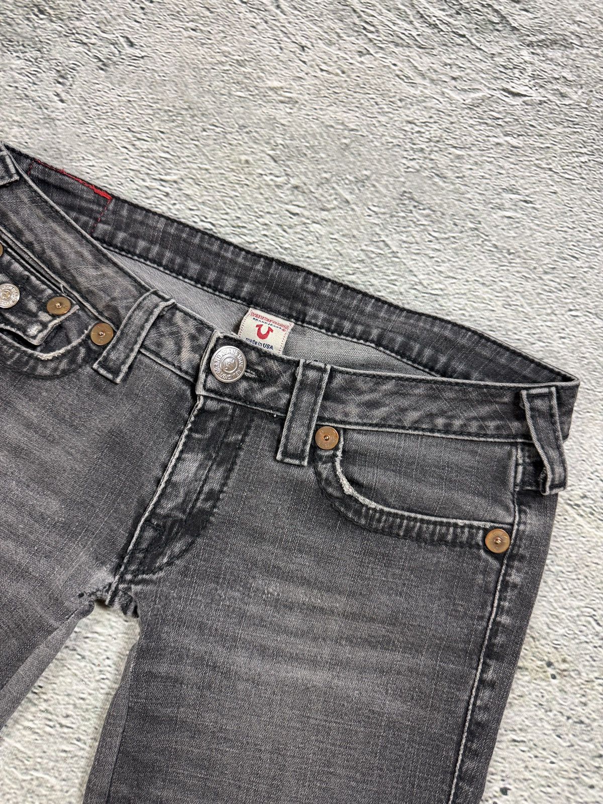True Religion True Religion jeans grey black thick stitching flared Joey Size US 32 / EU 48 - 14 Thumbnail