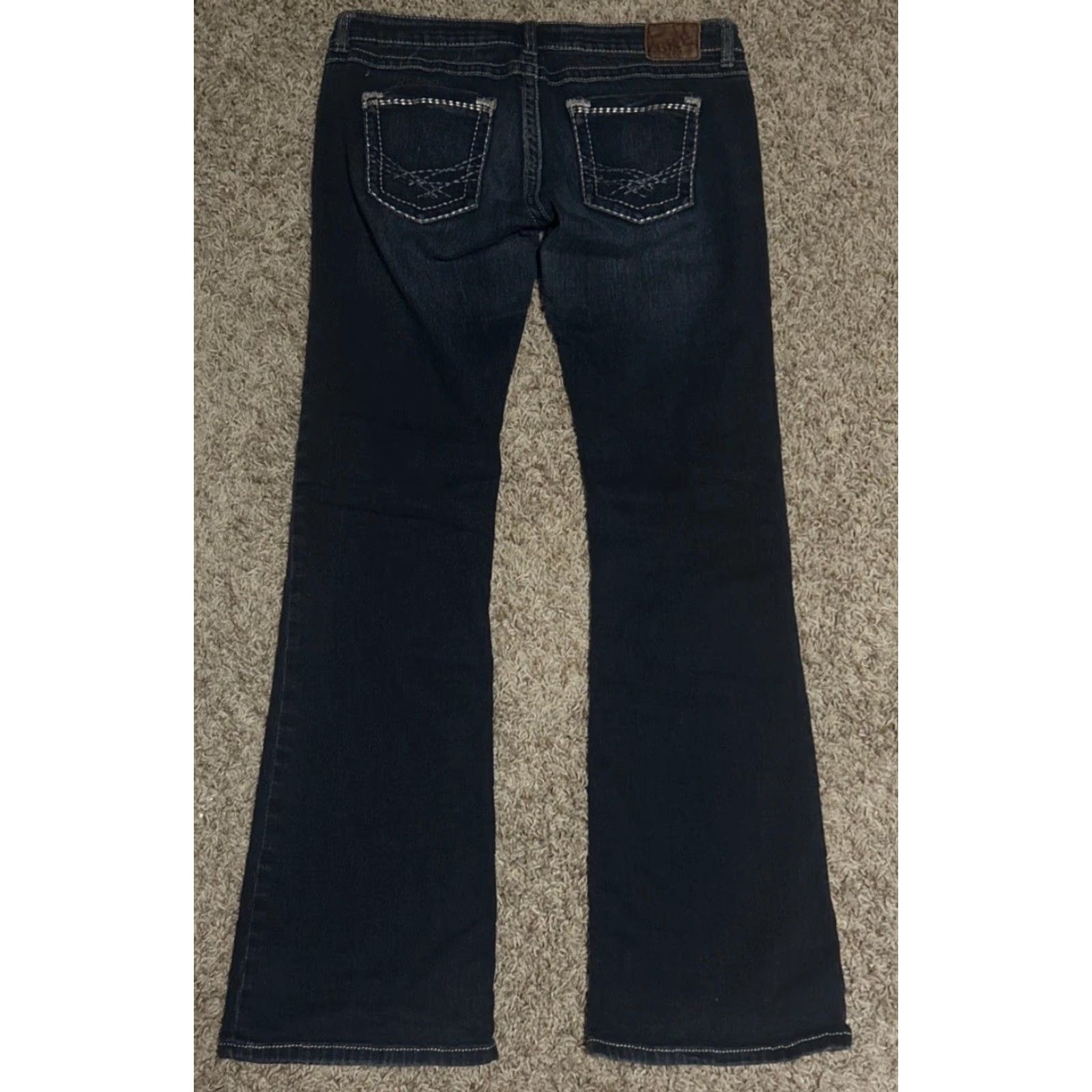 BKE BKE Madison Stretch Jeans Womens Sz 29x33.5 Blue Thick Stitch Denim Jeans Straight Womens 32 Inseam Size 29" - 3 Thumbnail