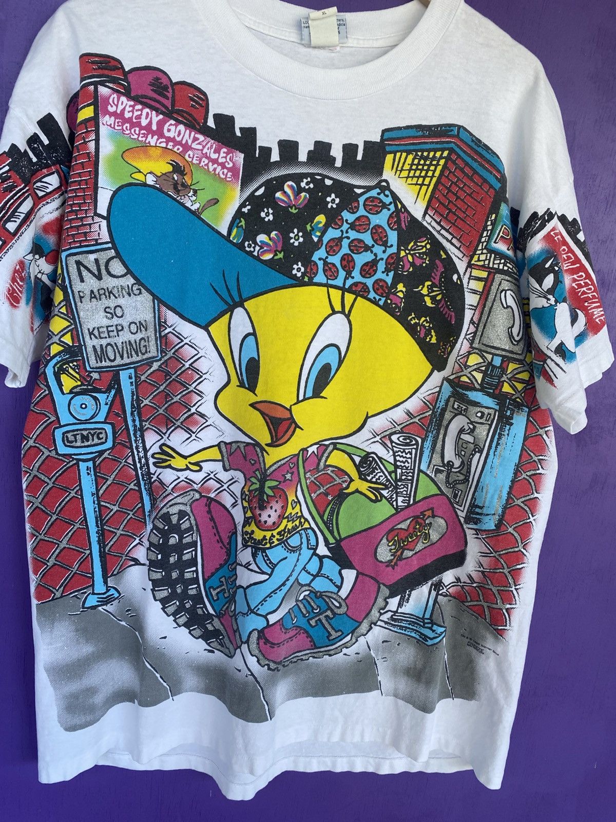 Other Vintage 1996 Looney tunes tweety stweet-wise AOP t-shirt Size US XL / EU 56 / 4 - 3 Thumbnail