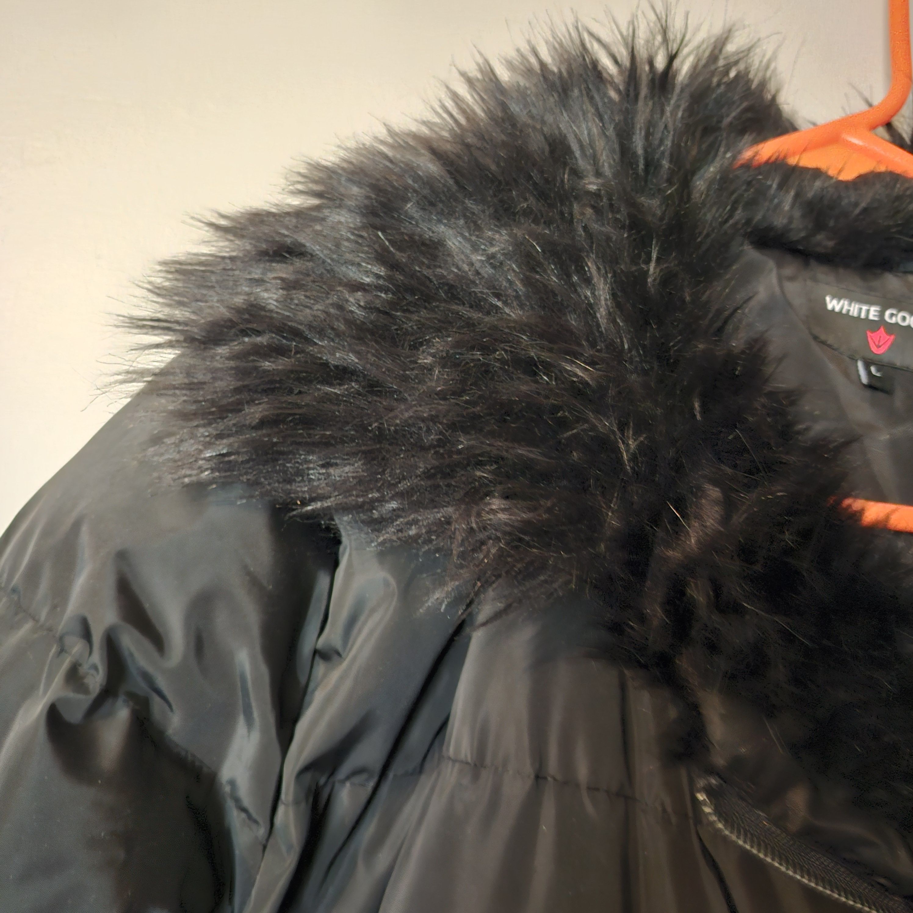 Other White Goose Women Black Puffer Coat L Faux Fur Collar Zipper Size L / US 10 / IT 46 - 3 Thumbnail