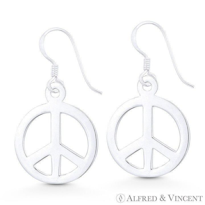 Other Peace Sign Symbol Hook Earring.925 Sterling Silver Size ONE SIZE - 1 Preview