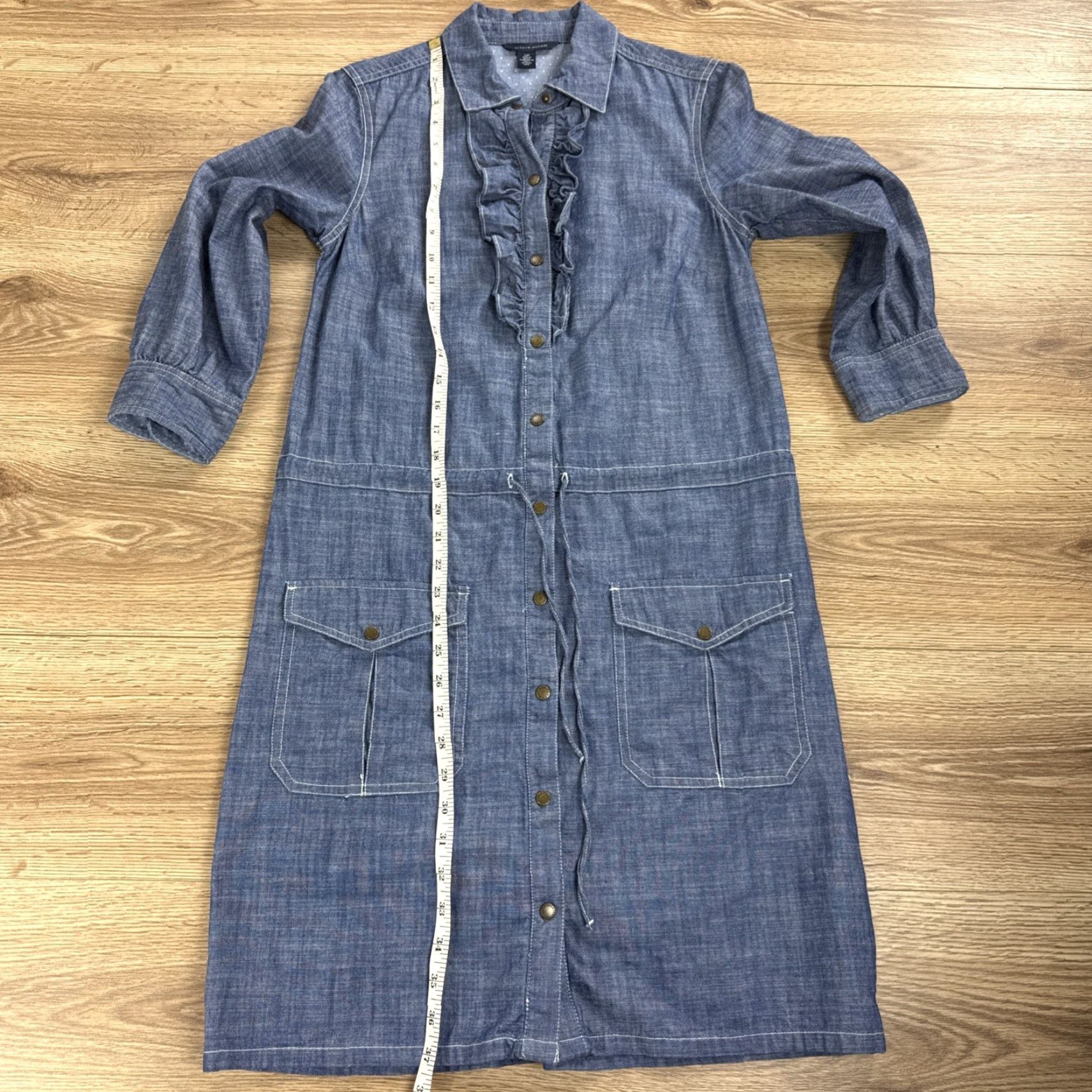 Tommy Hilfiger VINTAGE Tommy Hilfiger Denim Shirt Dress Women Size Small Blue Midi 90s Streetwear Size 28" / US 6 / IT 42 - 3 Thumbnail