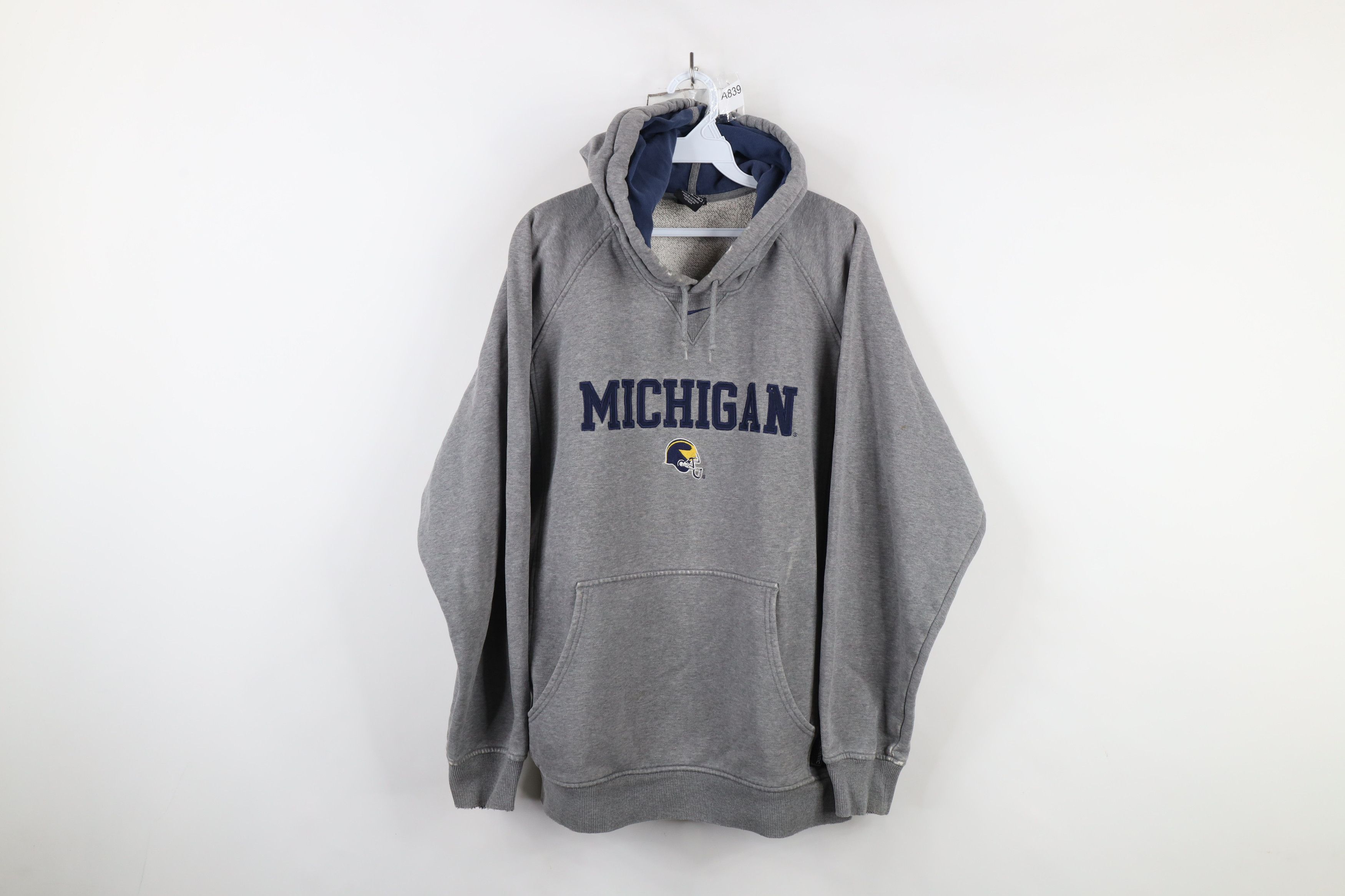 Nike × Vintage Vintage Nike Swoosh University of Michigan Football Hoodie Size US M / EU 48-50 / 2 - 1 Thumbnail