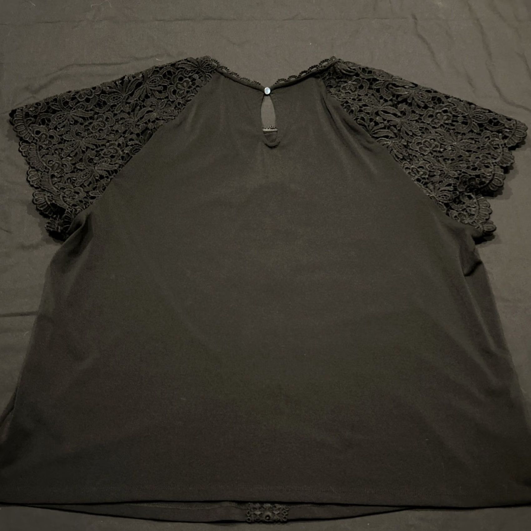 Vintage Cable & Gauge Women Blouse Crewneck Lace Trim Flutter Sleeve Black XL Size XL / US 12-14 / IT 48-50 - 3 Thumbnail