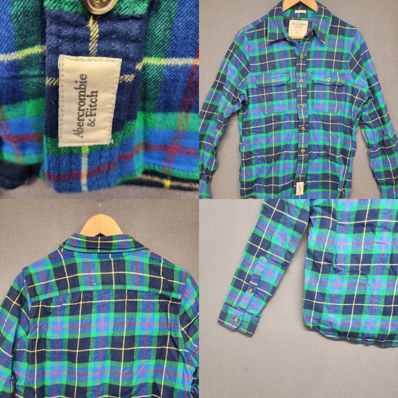 Abercrombie & Fitch Abercrombie & Fitch Shirt Mens Small Blue Plaid Flannel Long Sleeve Button Up Size US S / EU 44-46 / 1 - 8 Thumbnail