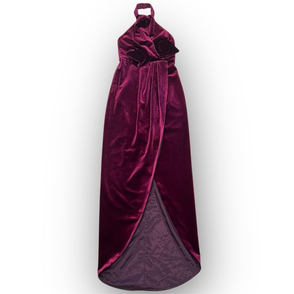 Halo Black Halo, Estelle Smashing Berry High-Low Velvet Halter Bo Size S / US 4 / IT 40 - 4 Thumbnail