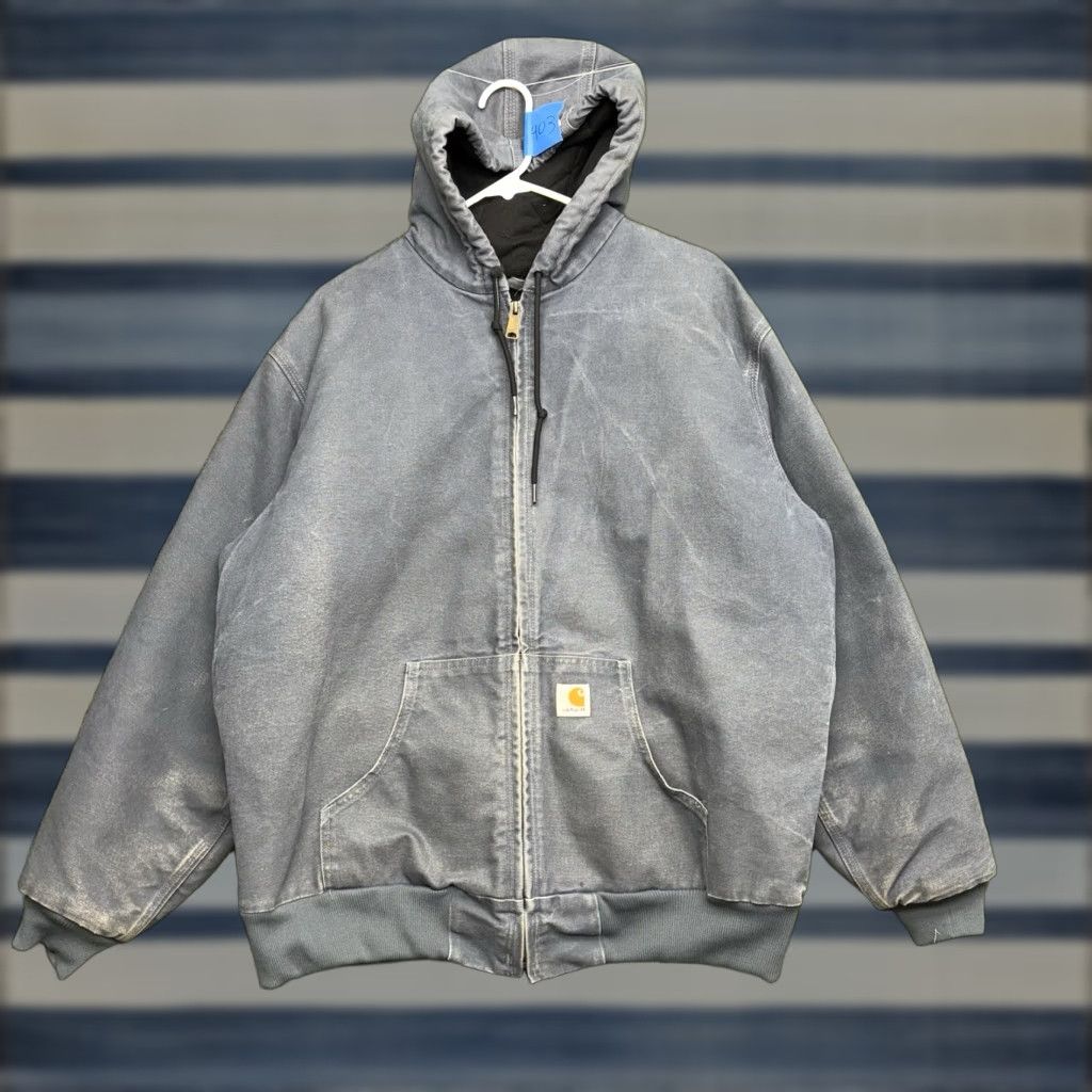 Carhartt VINTAGE Carhartt Jacket Womens XL Hooded Blue Faded Canvas Workwear Bomber Jacket Womens XL Blue Carhartt STM 1990 Size XL / US 12-14 / IT 48-50 - 1 Thumbnail