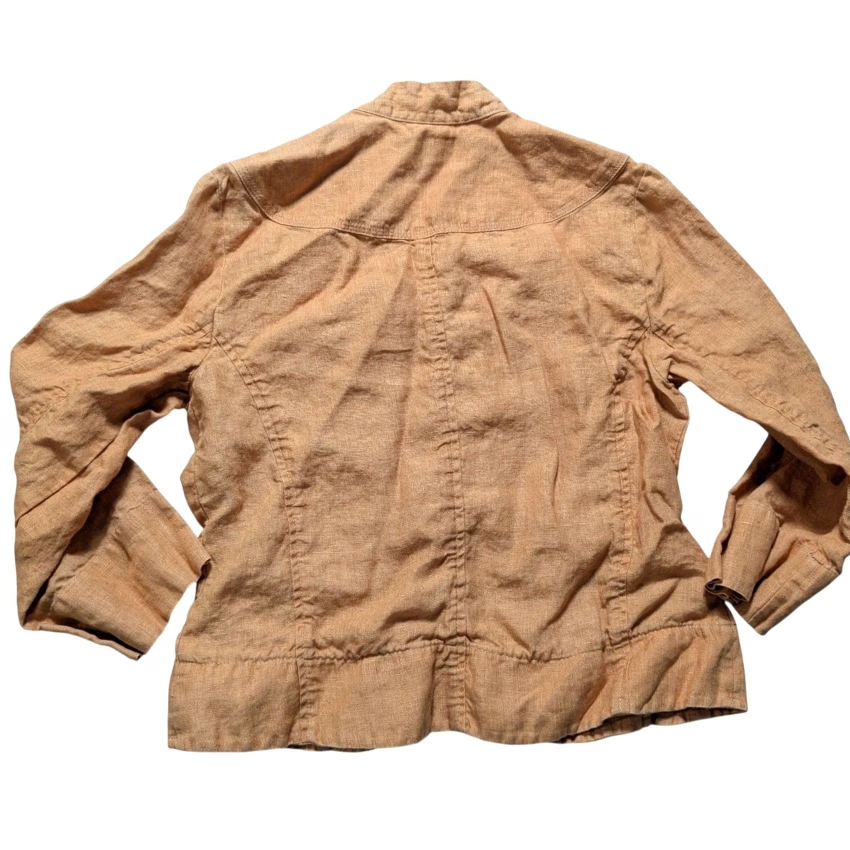 Vintage Chicos Linen Jacket Orange Button Front Pintuck Utility Jacket Womens Small S Size S / US 4 / IT 40 - 7 Thumbnail